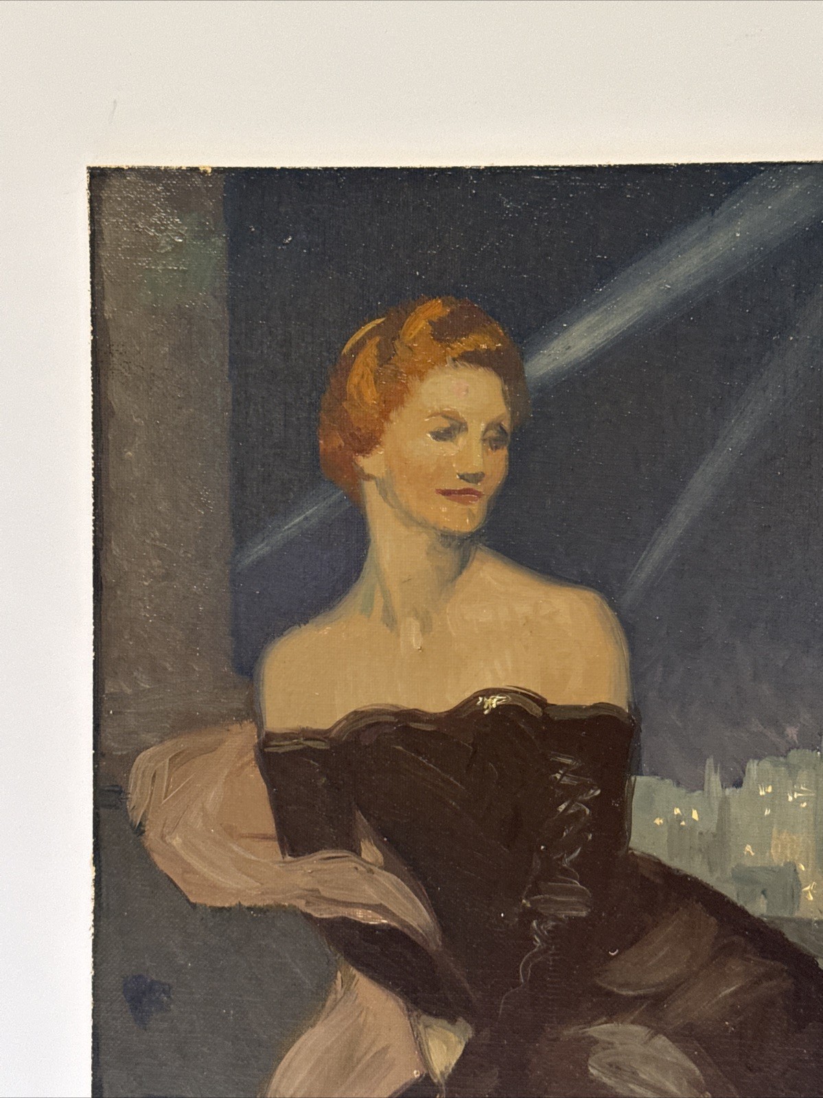Antique Painting Portrait Woman Women Female Model Art Deco Cityscape Mystery