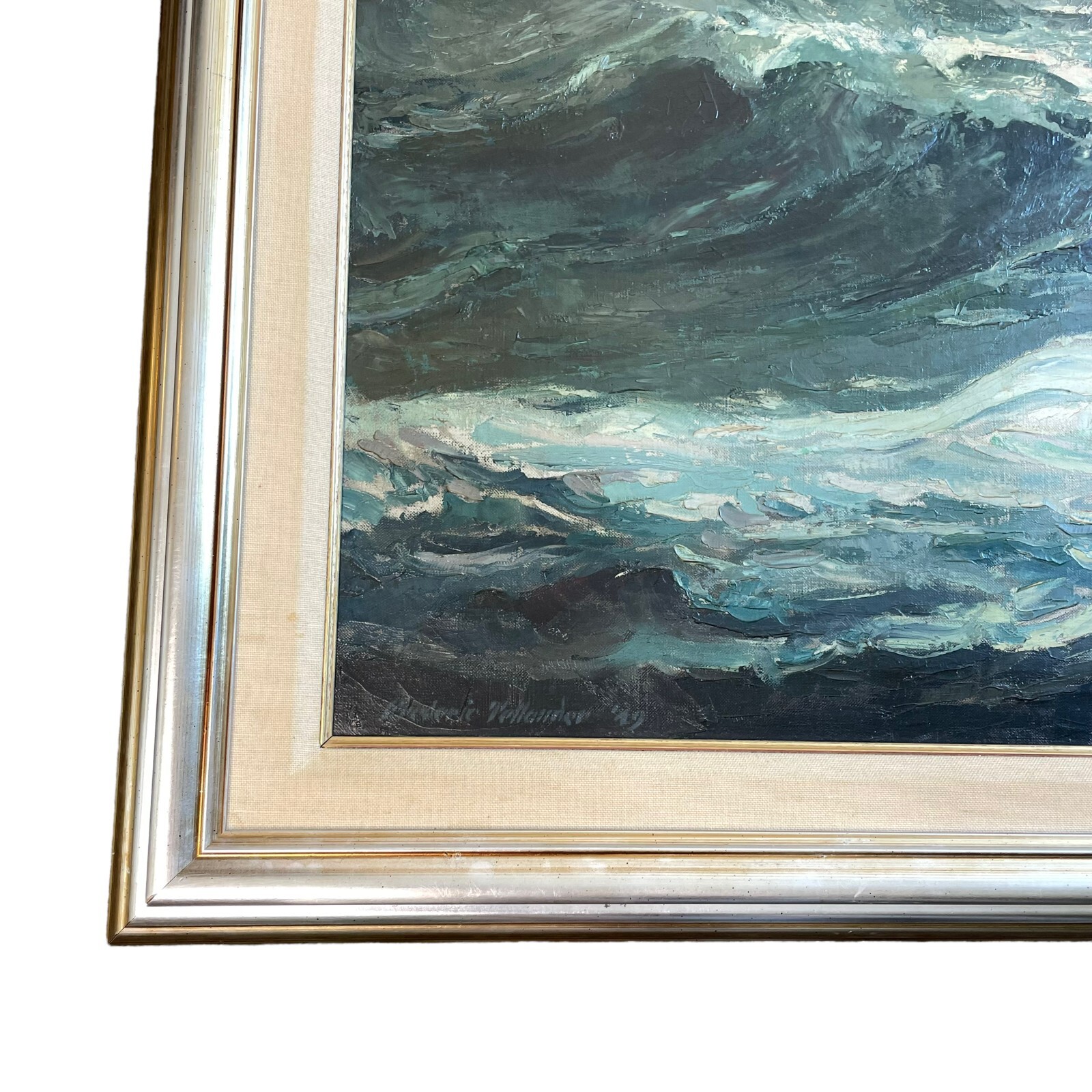 Frederic Tellander Water Waves Original Oil Painting 37 1/2″H x 43 1/2″W