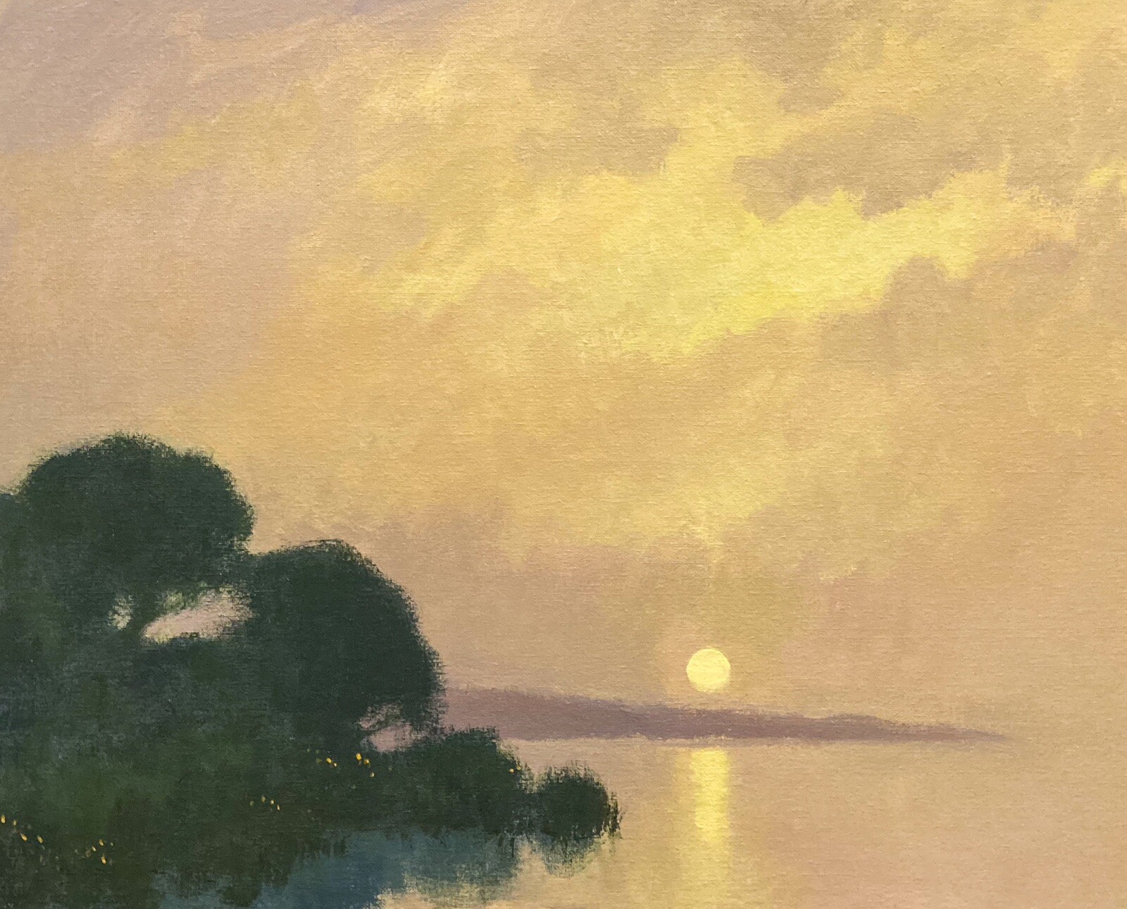 Large 16×20 Landscape Twilight Marsh Realism Art Oil Painting Impressionism
