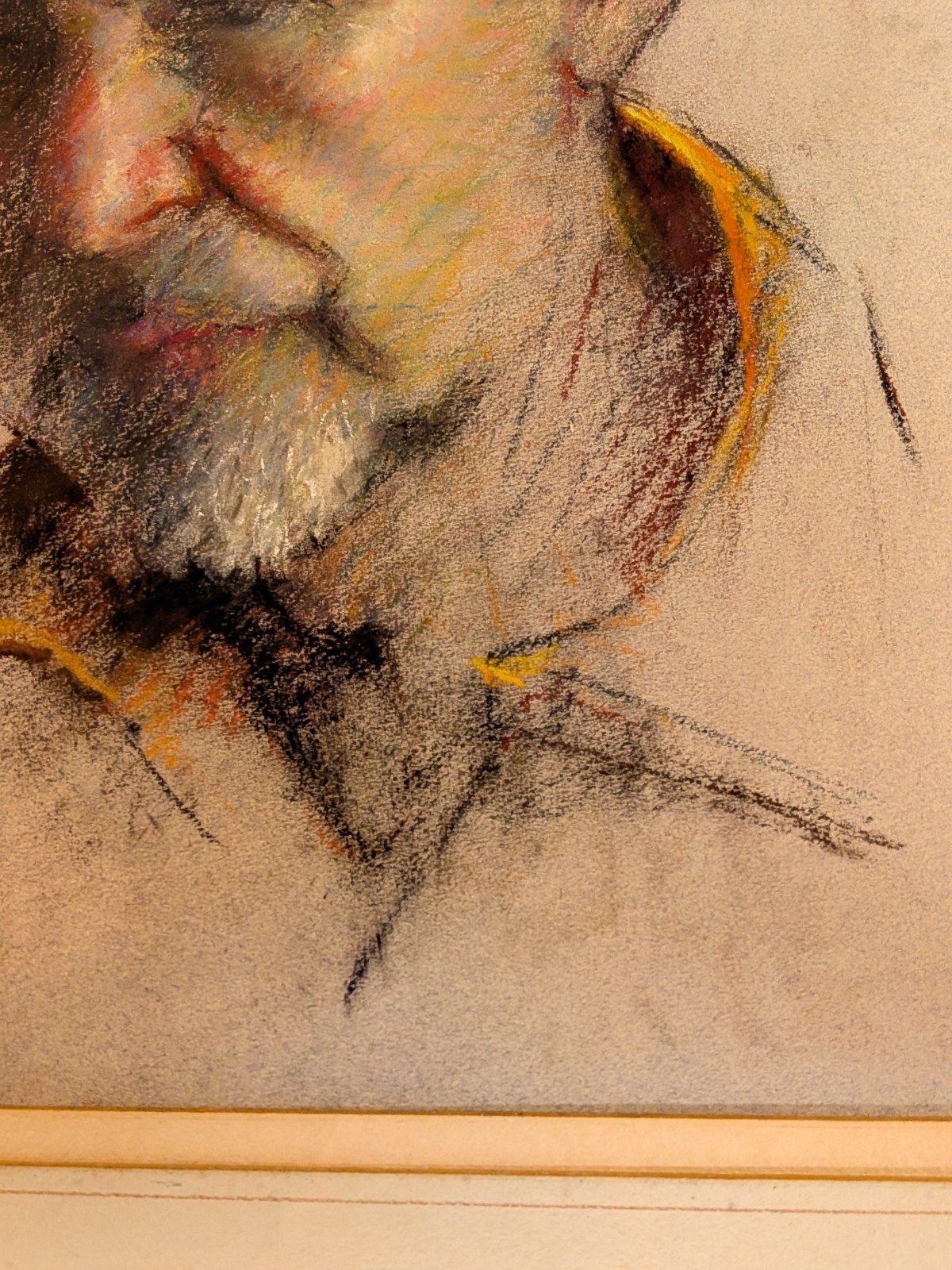 1968 William J Schultz American Impressionist Original Pastel Portrait Framed