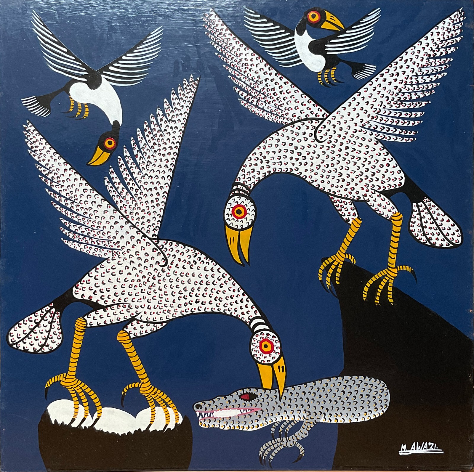 M.AWAZI HOME SECURITY Painting Classic Tingatinga on Masonite
