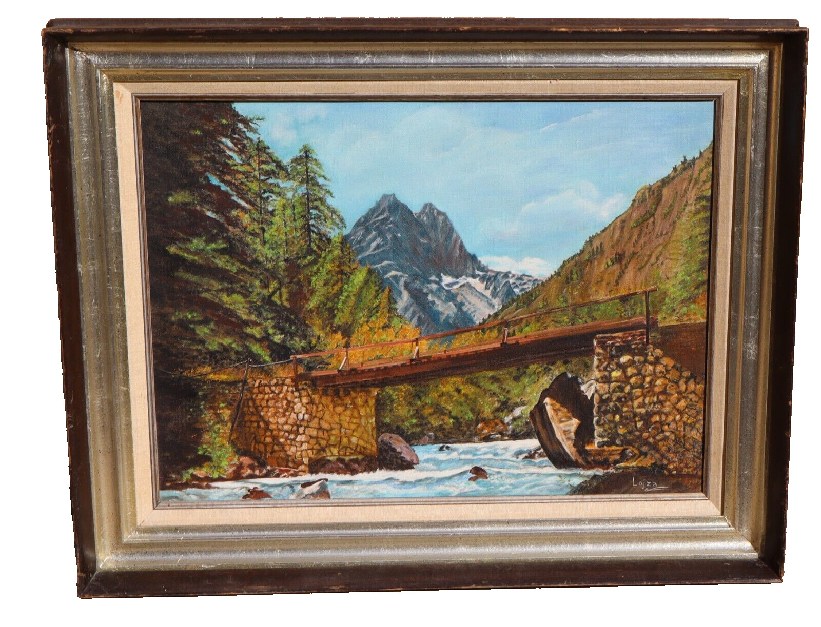 LOJZA High in the Swiss Alps Vintage oil painting