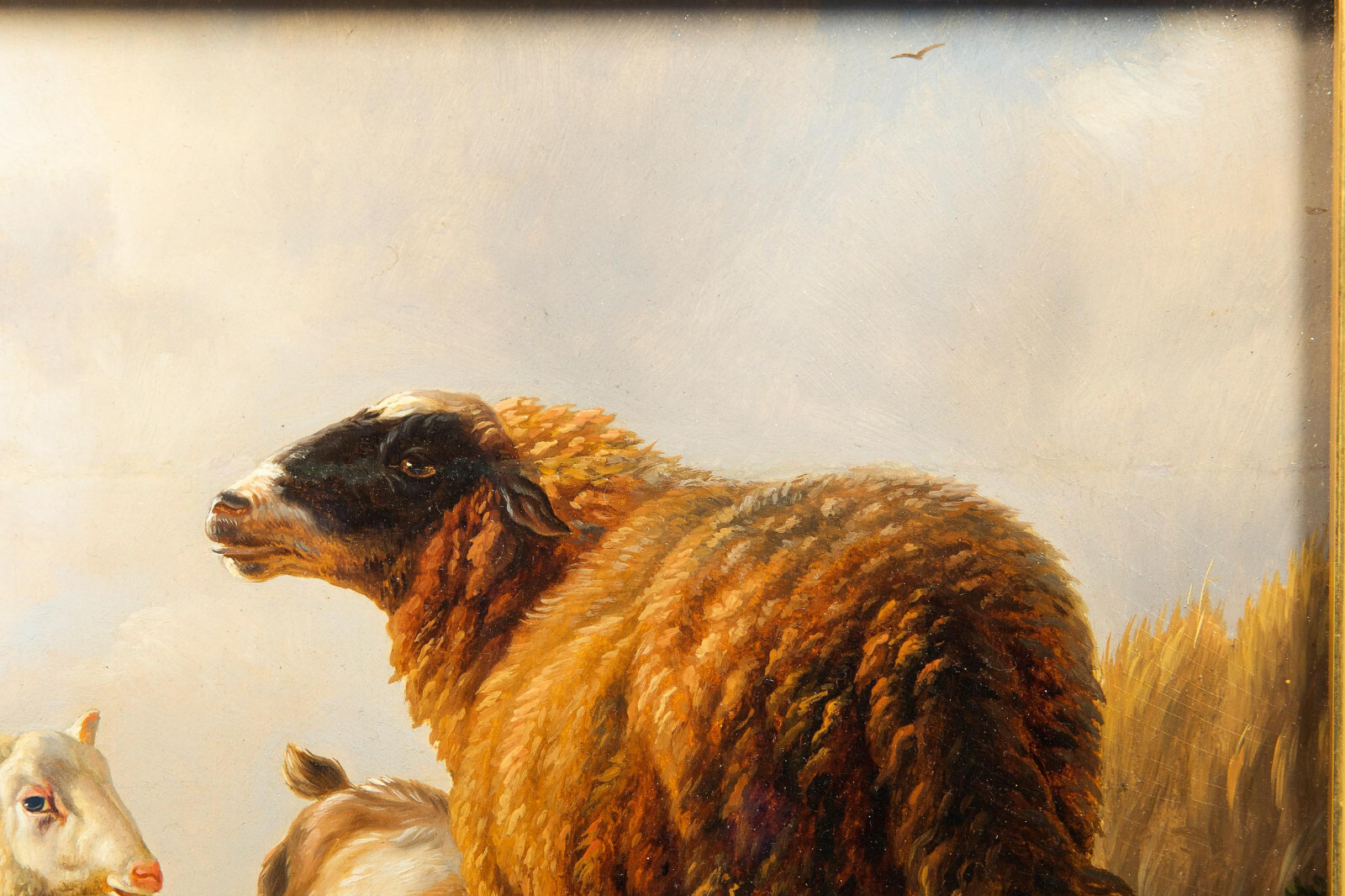 “Sheep and Goats” Belgian Oil Painting by Eugene Verboeckhoven, circa 1859