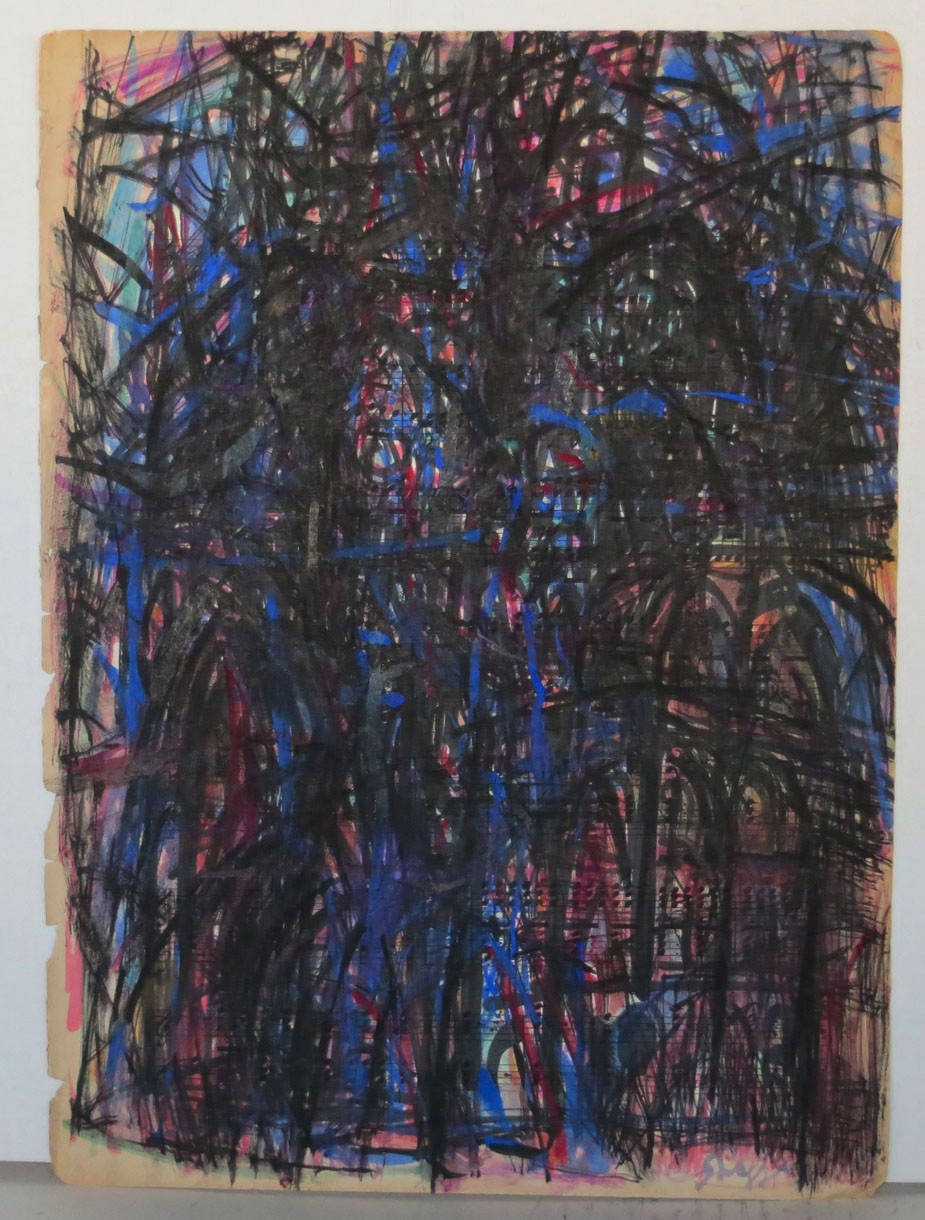 Original Watercolor Abstract Painting over Music by Carl Shaffer, WPA Artist