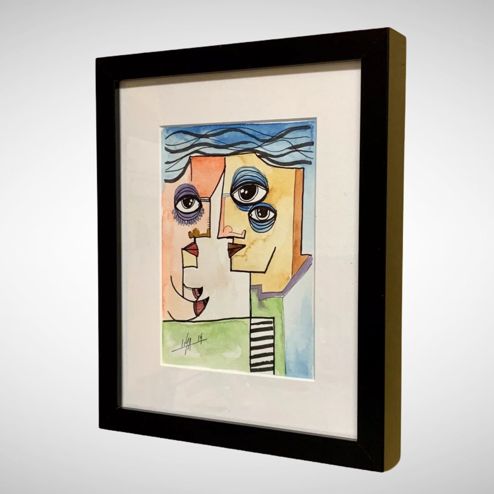 PAINTING INK/WATERCOLOR ON CANSON (FRAME INCLUDED) CUBAN ART by LISA.
