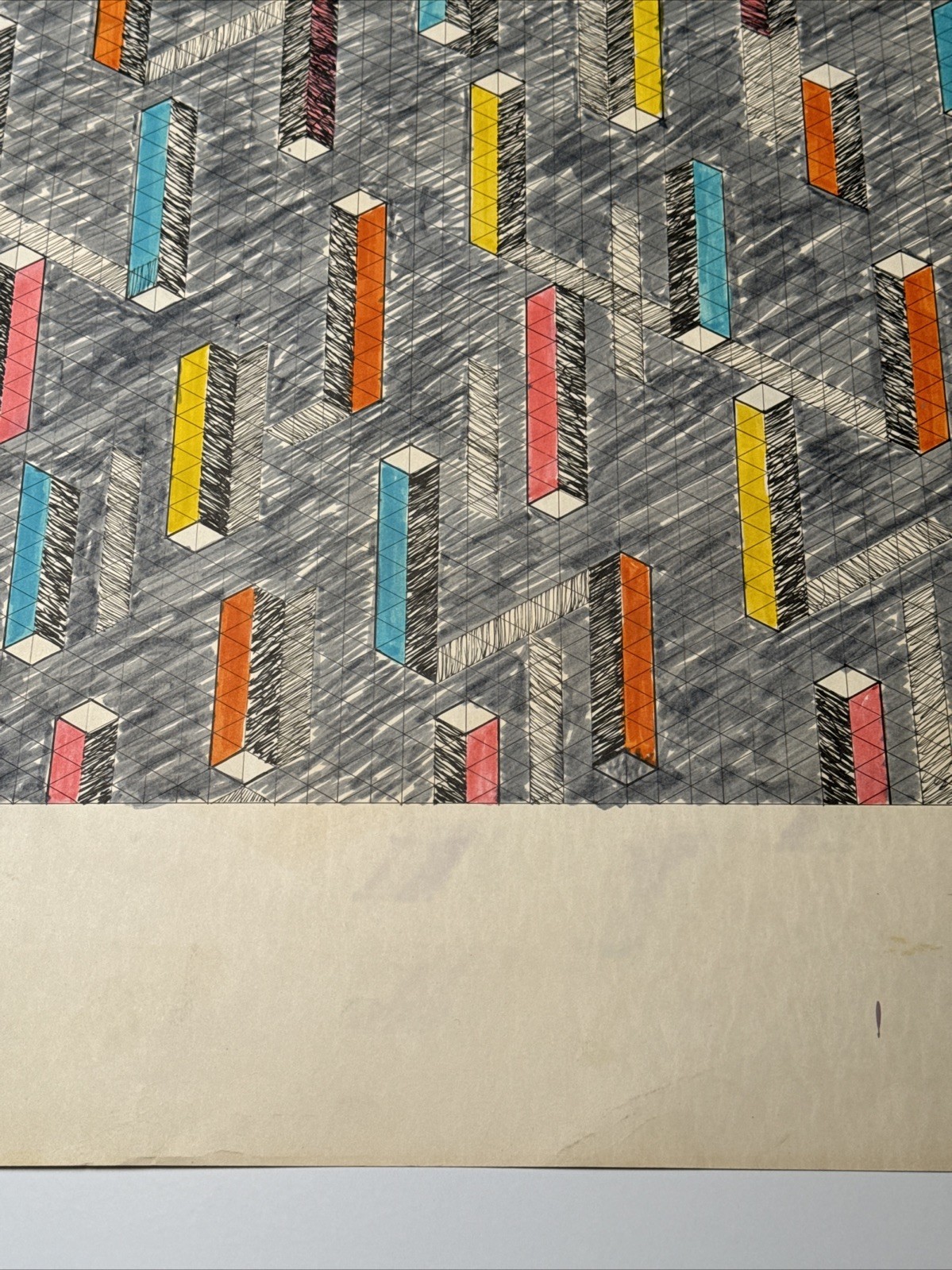 ABSTRACT DRAWING 1970’S PROFESSOR LUBENSKY POP MODERNIST CHICAGO KANSAS LISTED