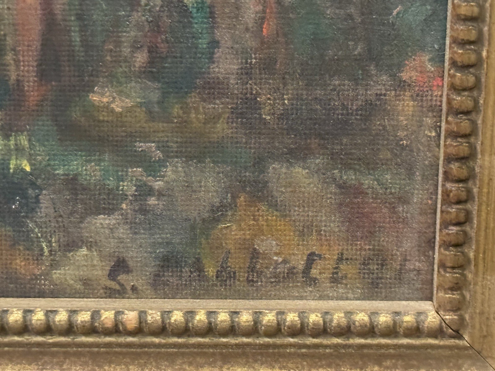 Antique 1946 Mountain Lake Landscape Oil Painting signed «S. E. Abbott»