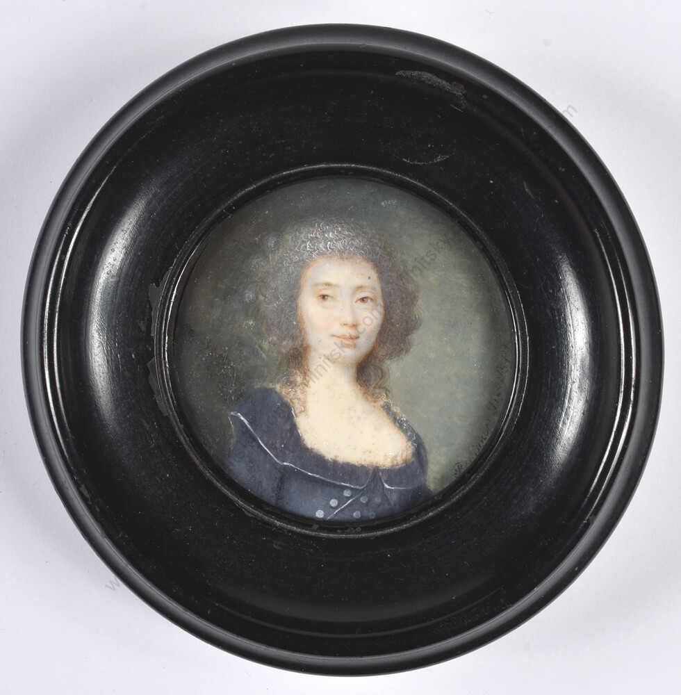 Jean-Francois Boudoux (fl. 1770/90) «Lady in blue dress», rare miniature
