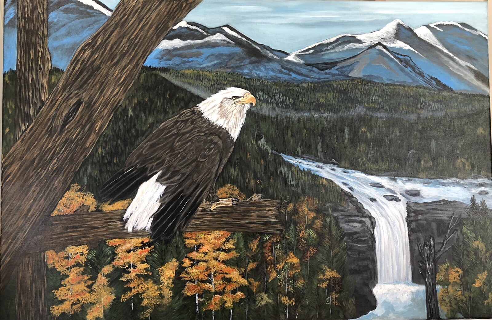 Brave Wild And Free Original Eagle Framed Painting By Leah Smith