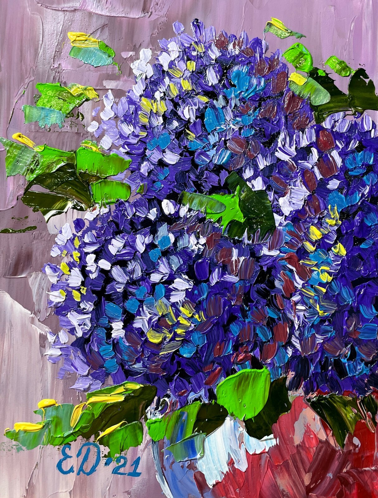 Hydrangea Painting Floral Original Art Flower Painting 8×6 Impasto Oil Painting