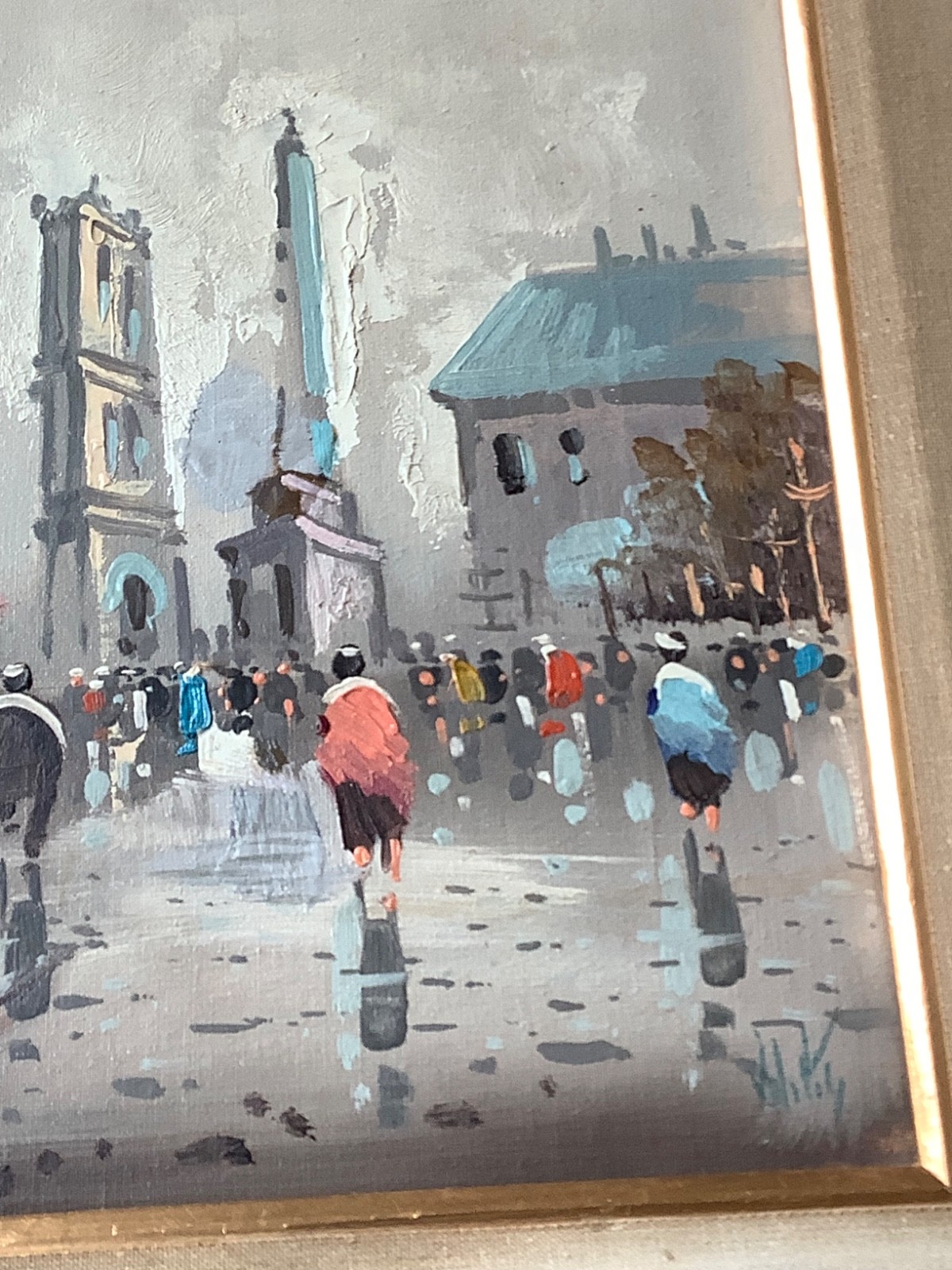 ANTONIO DE VITY IMPRESSIONIST SIGNED PAINTING PARIS STREET SCENE 16.5″ X 14.5″