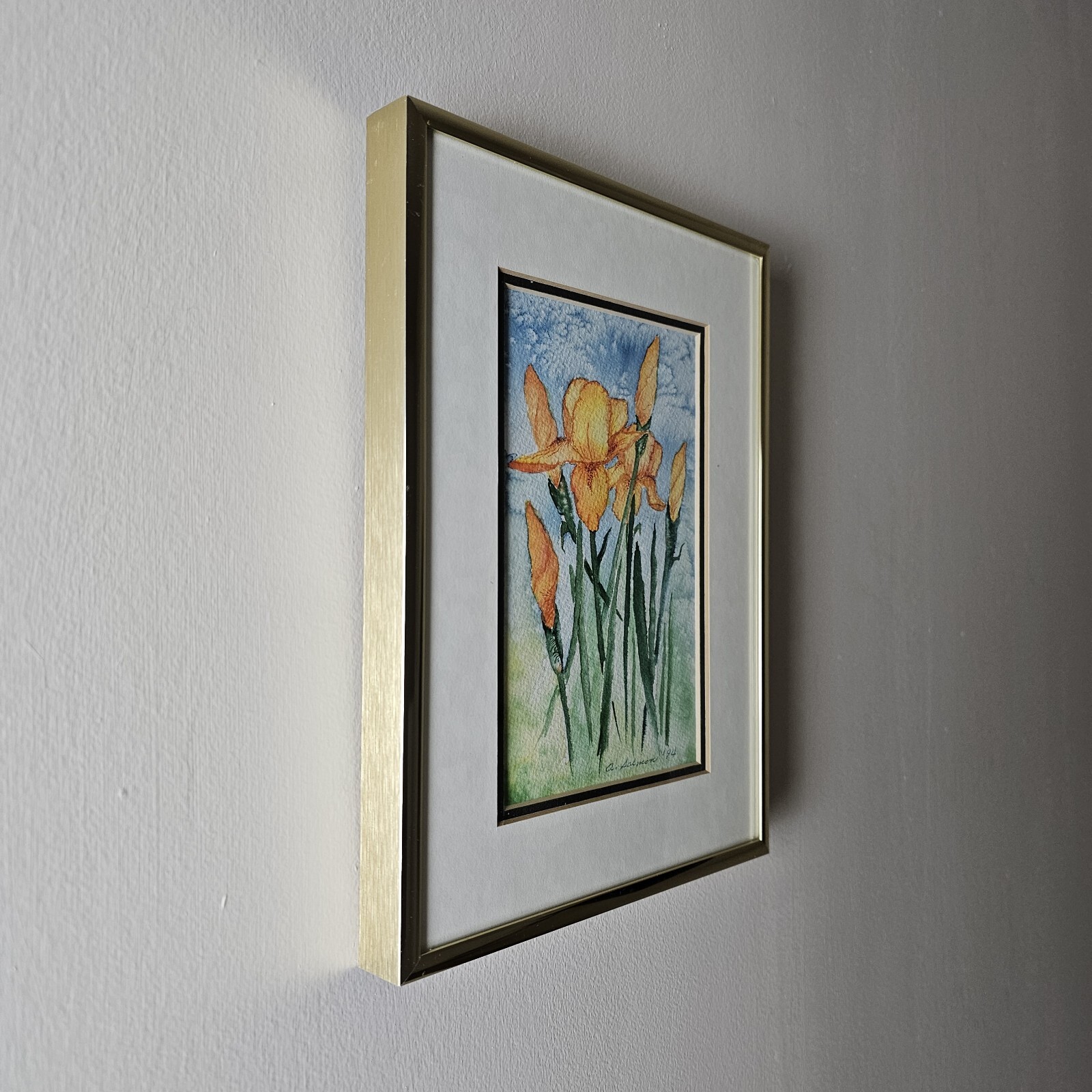 Signed Original Agnes Marie Salmon Watercolor Painting 9.75×7.25 Framed Art