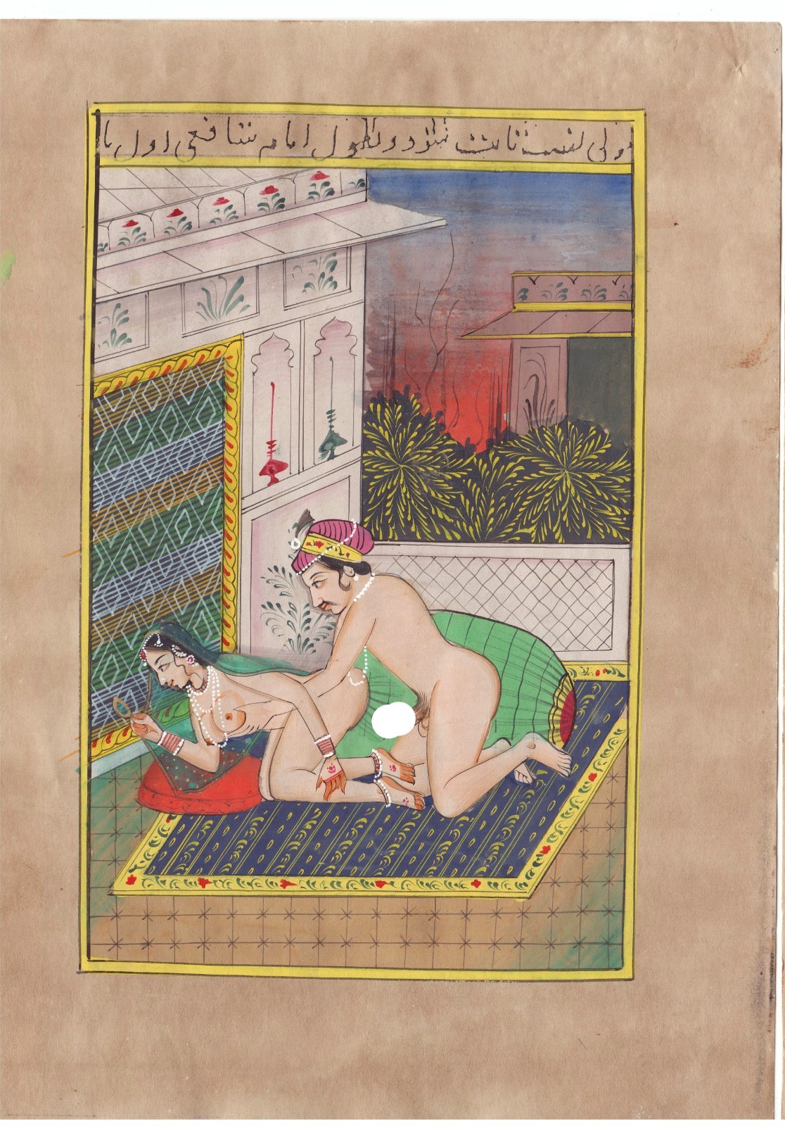 Original Hand Painted Indian Erotic Kamasutra Finest Love Scene Couple Painting