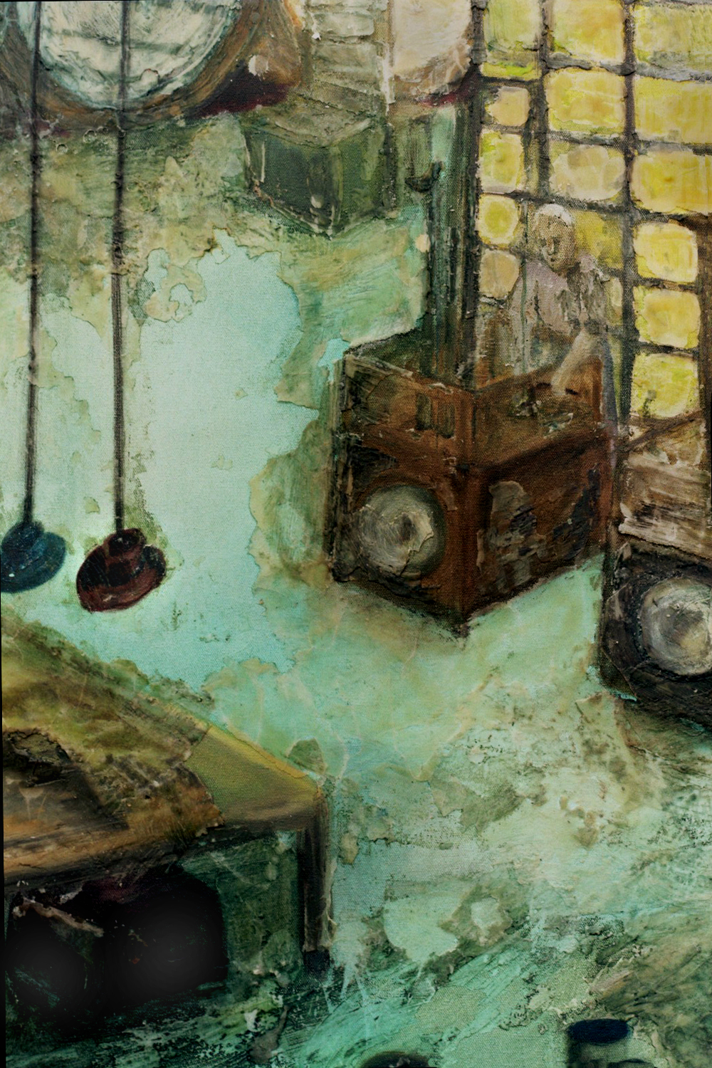 Abstract Oil Painting Encaustic Texture Large Canvas Hat Factory Martine LEtoile
