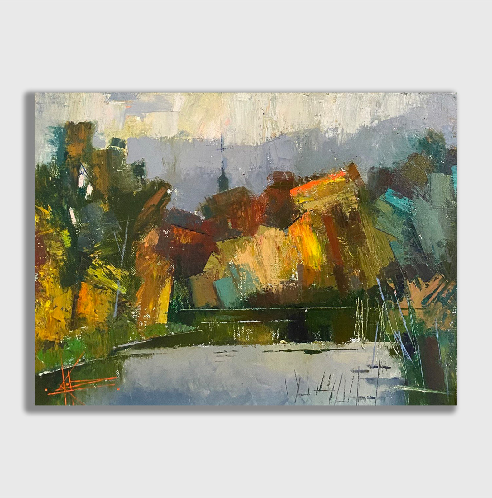 Oil painting Fall Ukrainian painter Canvas Unframed Decor original landscape