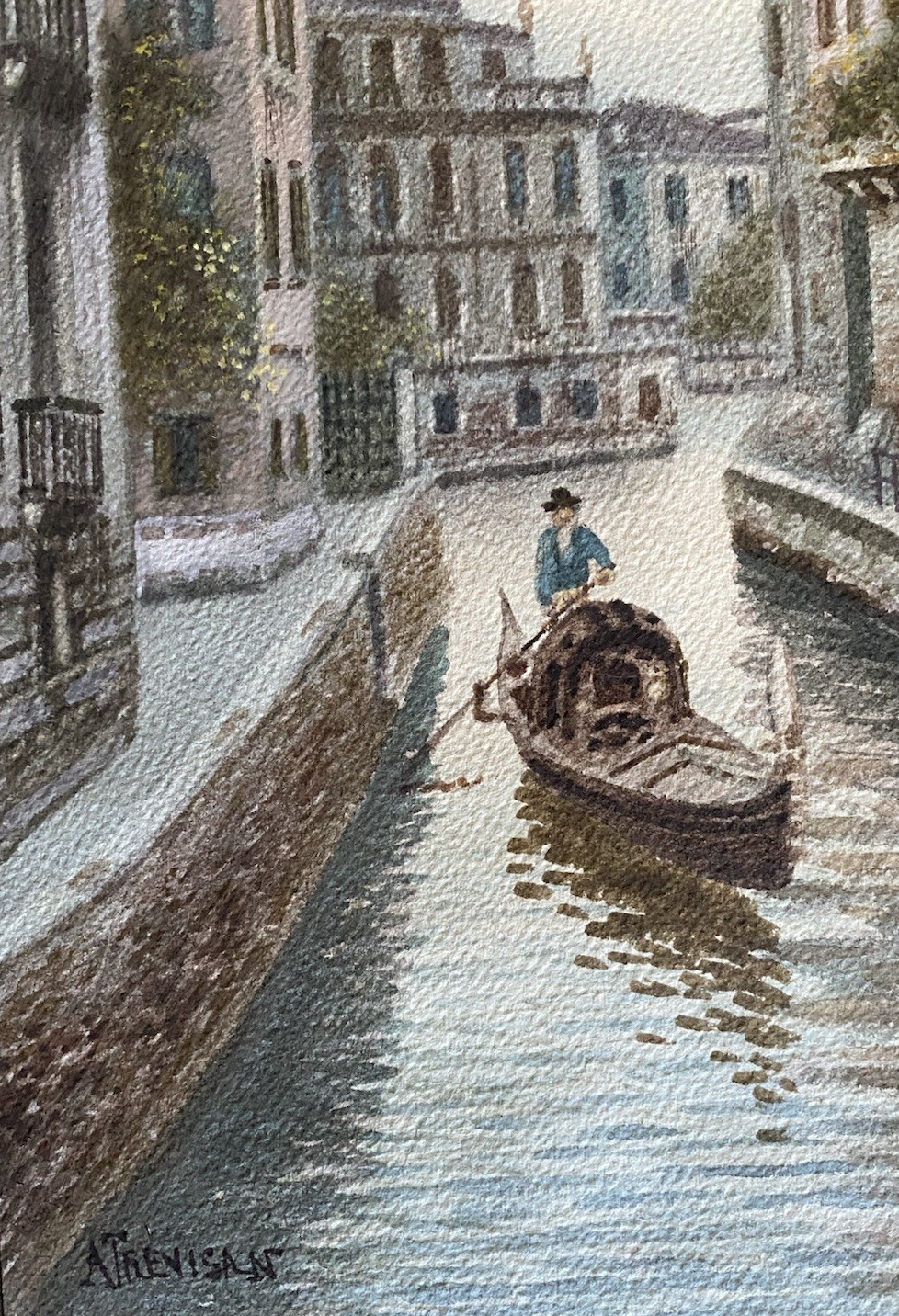 Alberto Trevisan (Italian 1919-1978). Venice watercolor on paper. 11″ x 8 1/2″