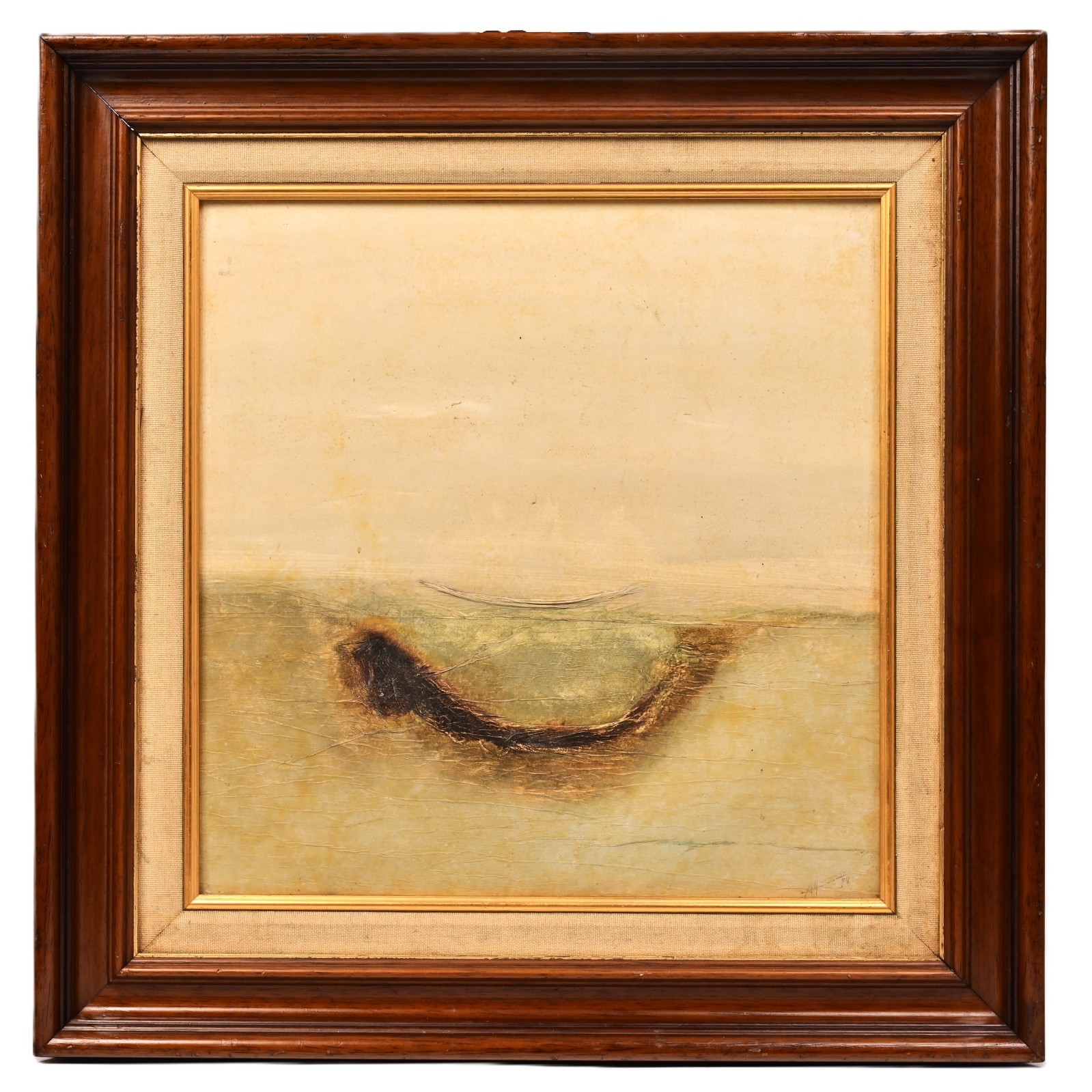 MAQBOOL FIDA HUSAIN Original Vintage Signed Abstract Landscape Collage Painting