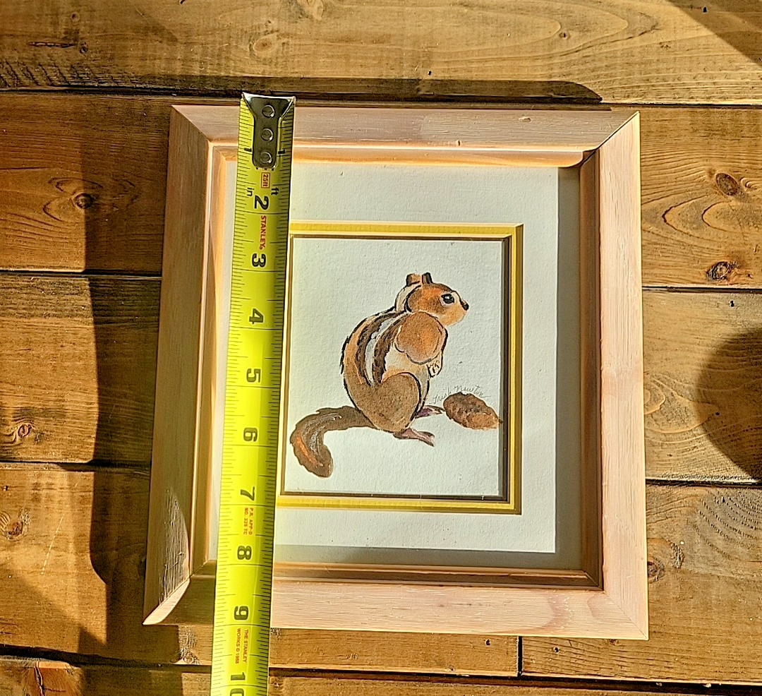 Adorable Original Artwork, Squirrel, Framed & Matted, Signed by artist