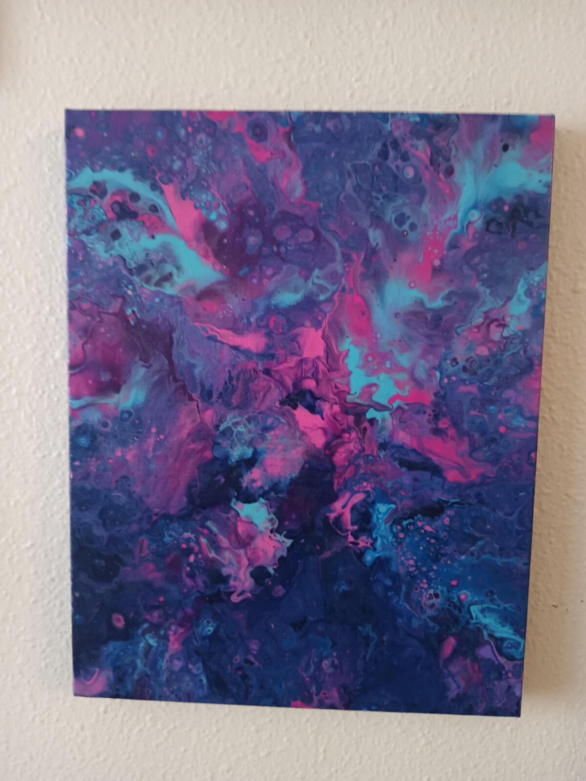 original acrylic abstract painting on canvas bright blue pink purple