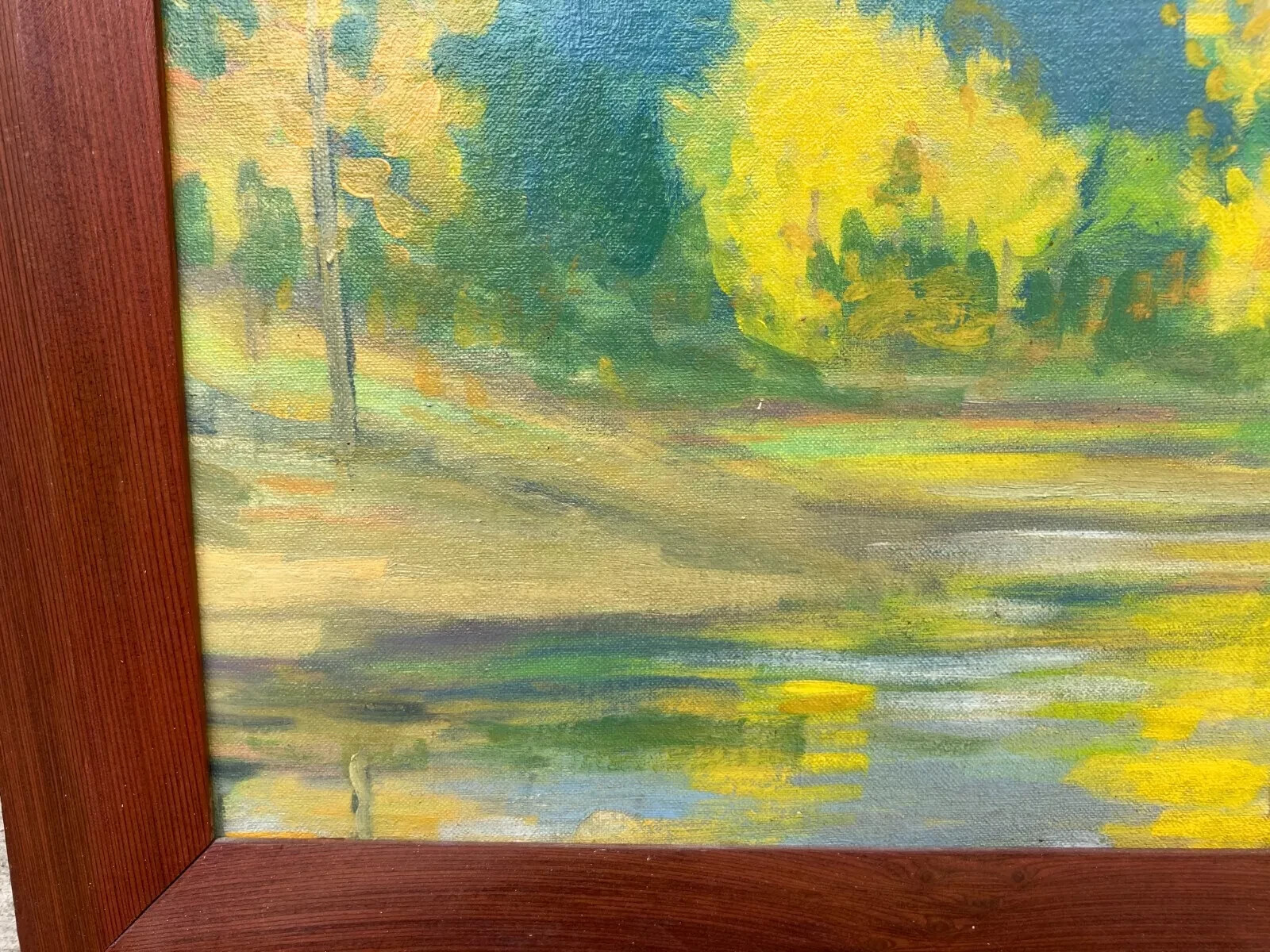 David Stirling 1941 «Autumn Pool» Signed Oil Painting Estes Park, Colorado