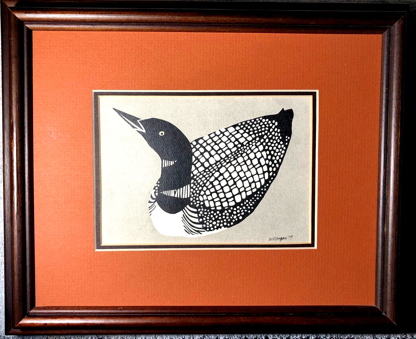1979 Original Silkscreen, by Wyoming Artist, Wendy Morgan, Titled «Common Loon,»