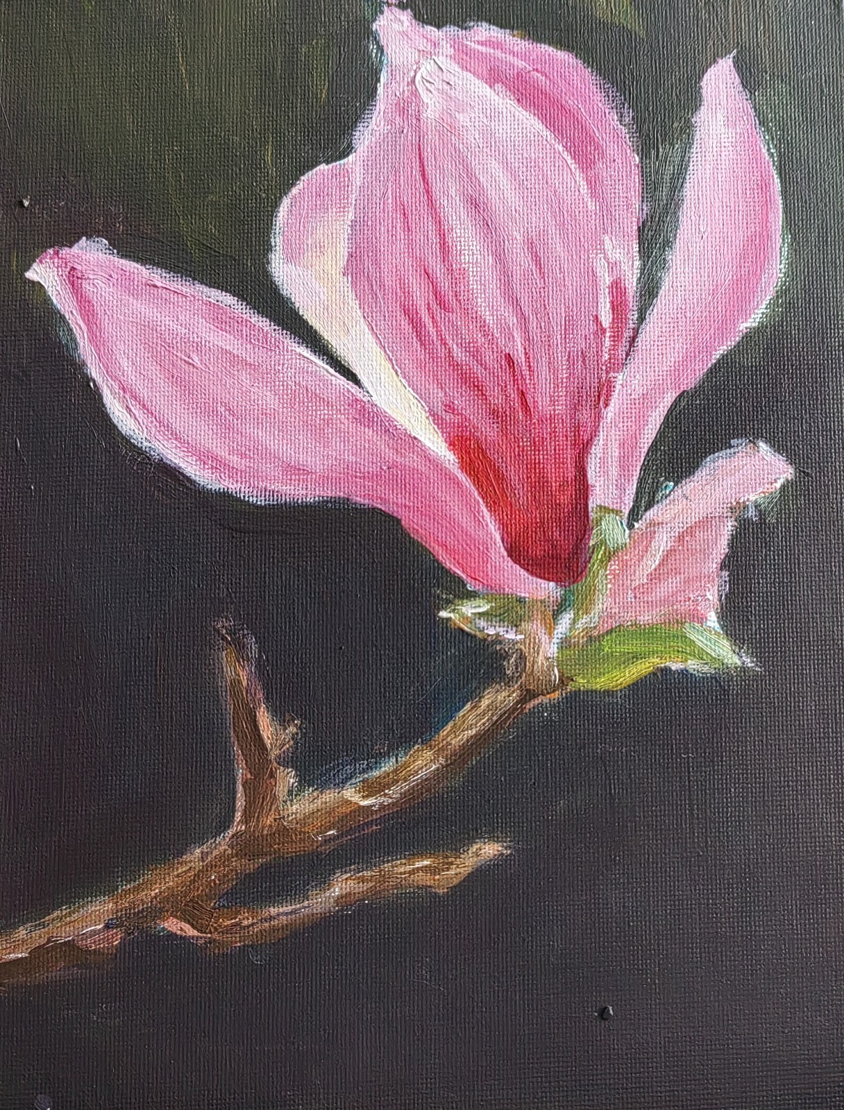 Original Acrylic Painting 7x9in_Pink Magnolia Bloom_flower for Mom_gift Idea