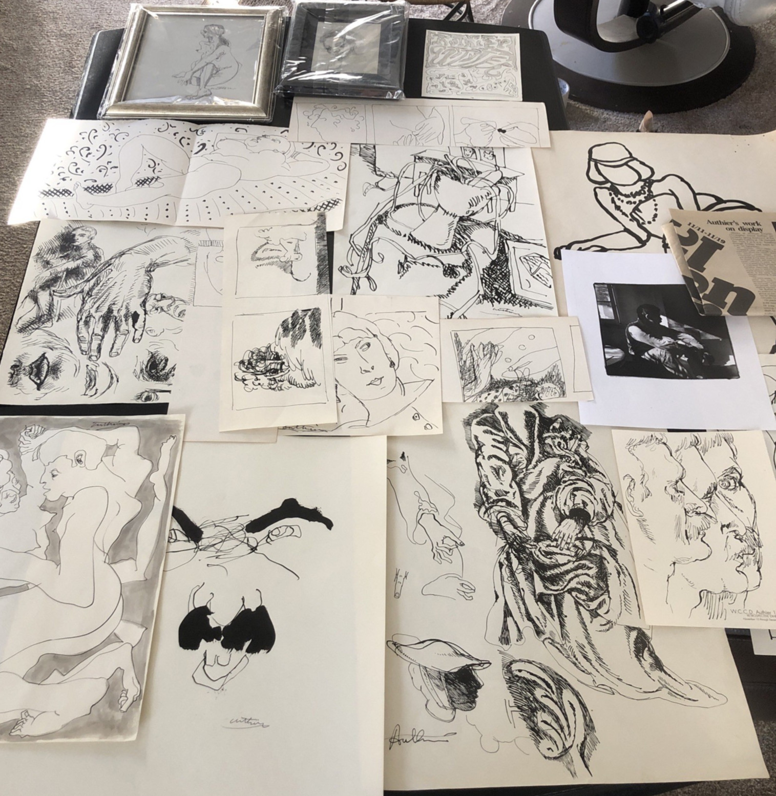 DAVID AUTHIER ~CA ARTIST WHO DIED OF AIDS IN 1988 ~LOT/ARCHIVE OF ART / DRAWINGS