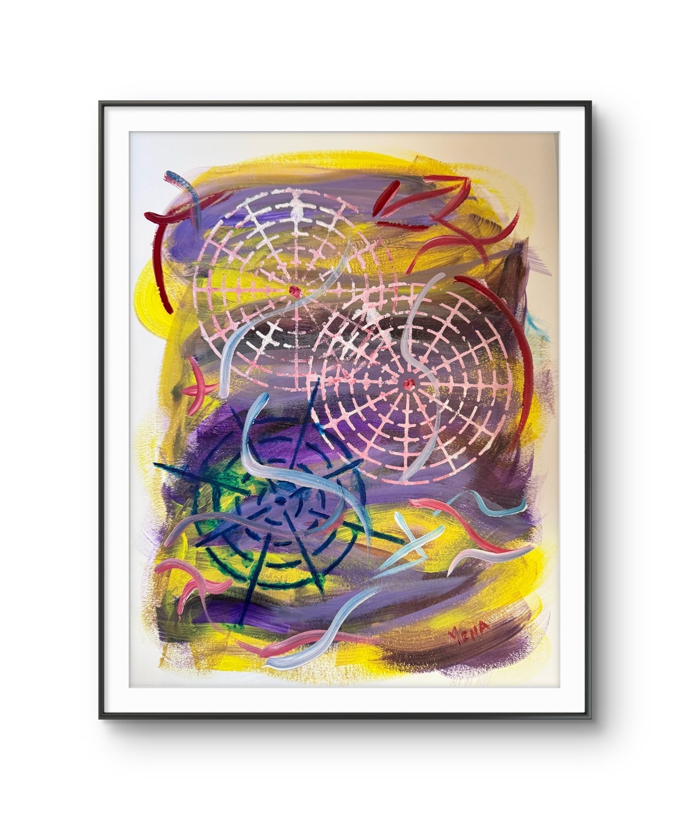 Child Abstract Pinwheels Expression 14X11 Original Art on Quality Paper by Mena