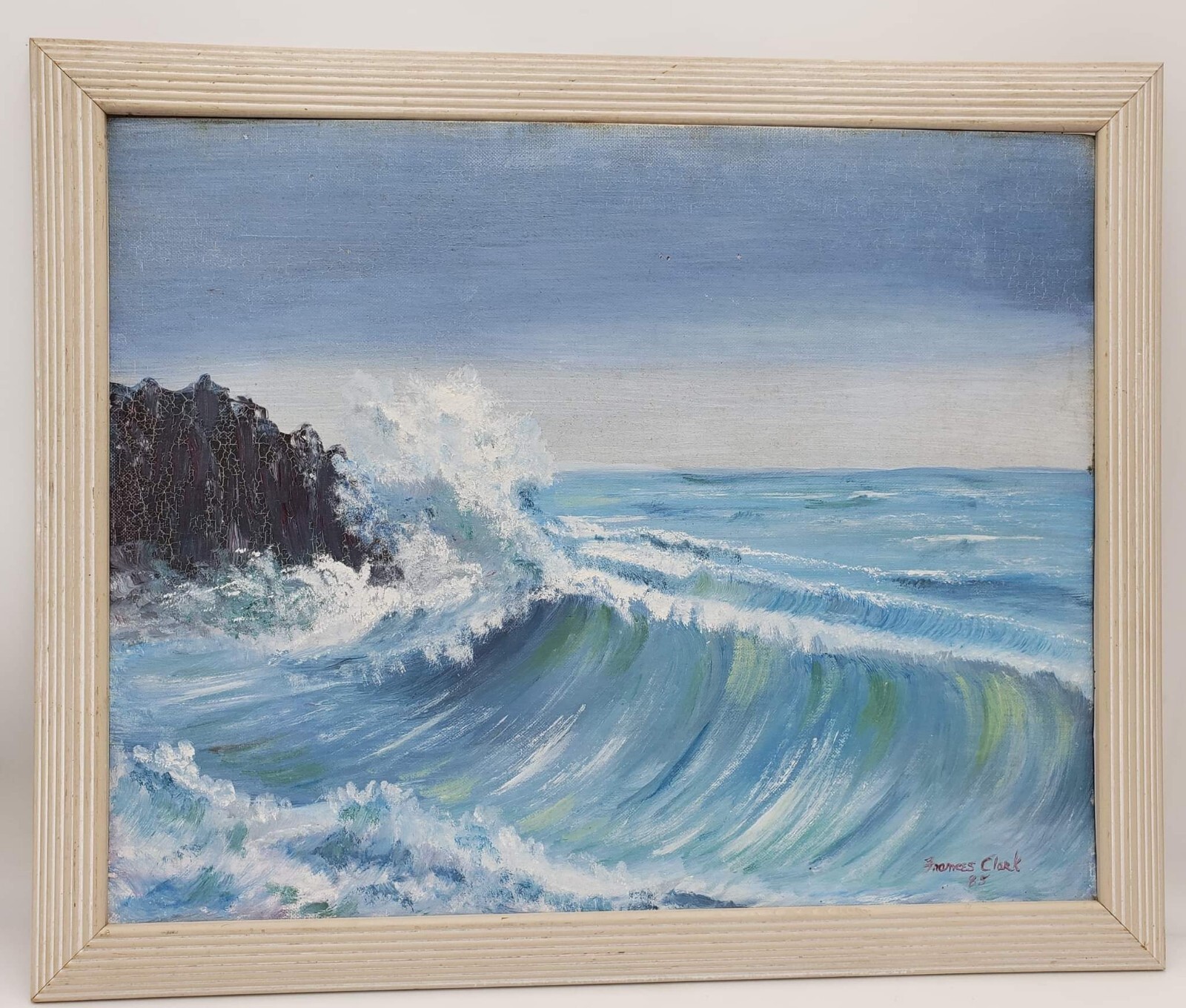 Frances Clark 1985 Ocean Wave Hand Painted Oil Painting