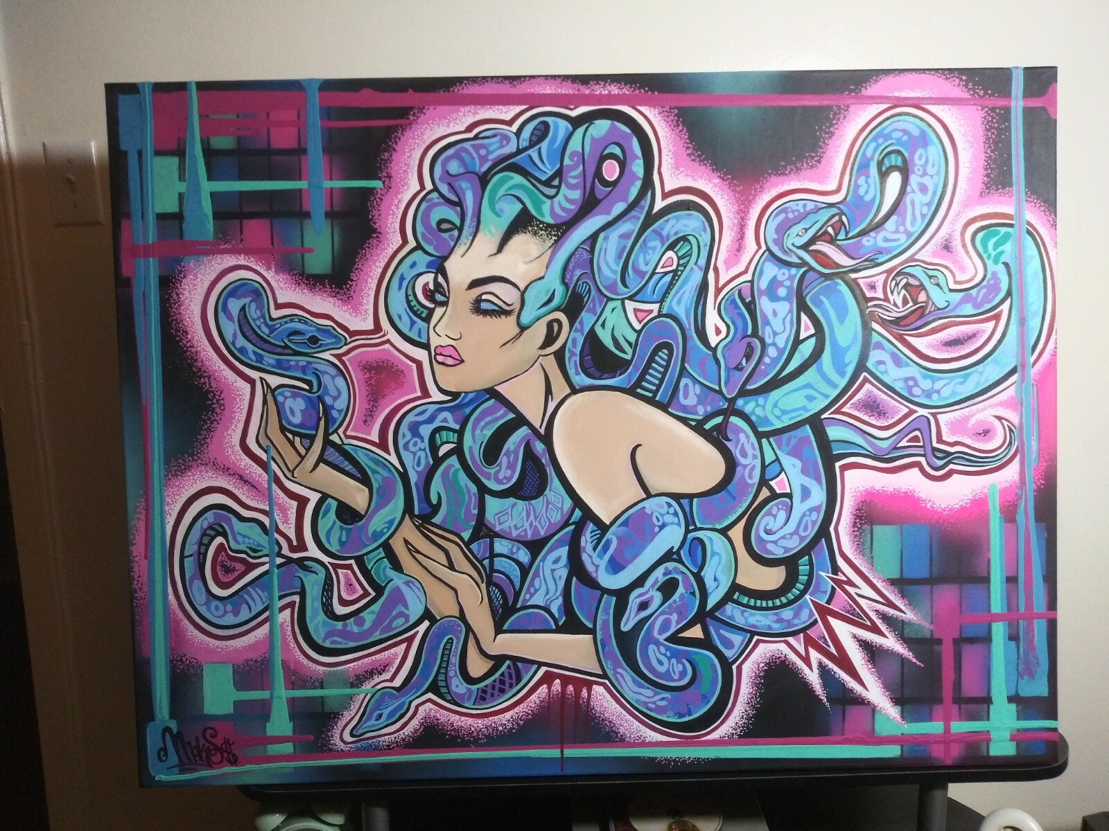 Medusa Hand Painted On Canvas – 30 × 40 Inches – Original 1 Of 1