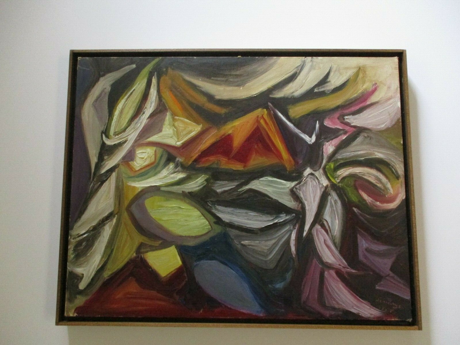 Mid Century Painting Abstract Modernism Non Objective Colorful Expressionism