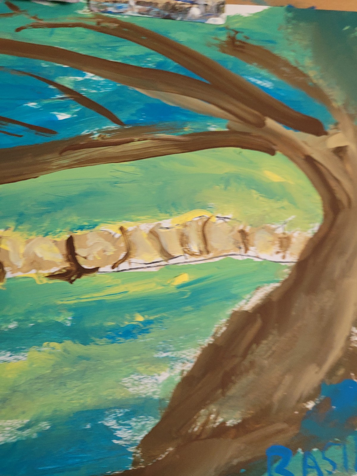 Tree Swing Landscape Acrylic Painting 9×12 Original Whimsical Nature Art.