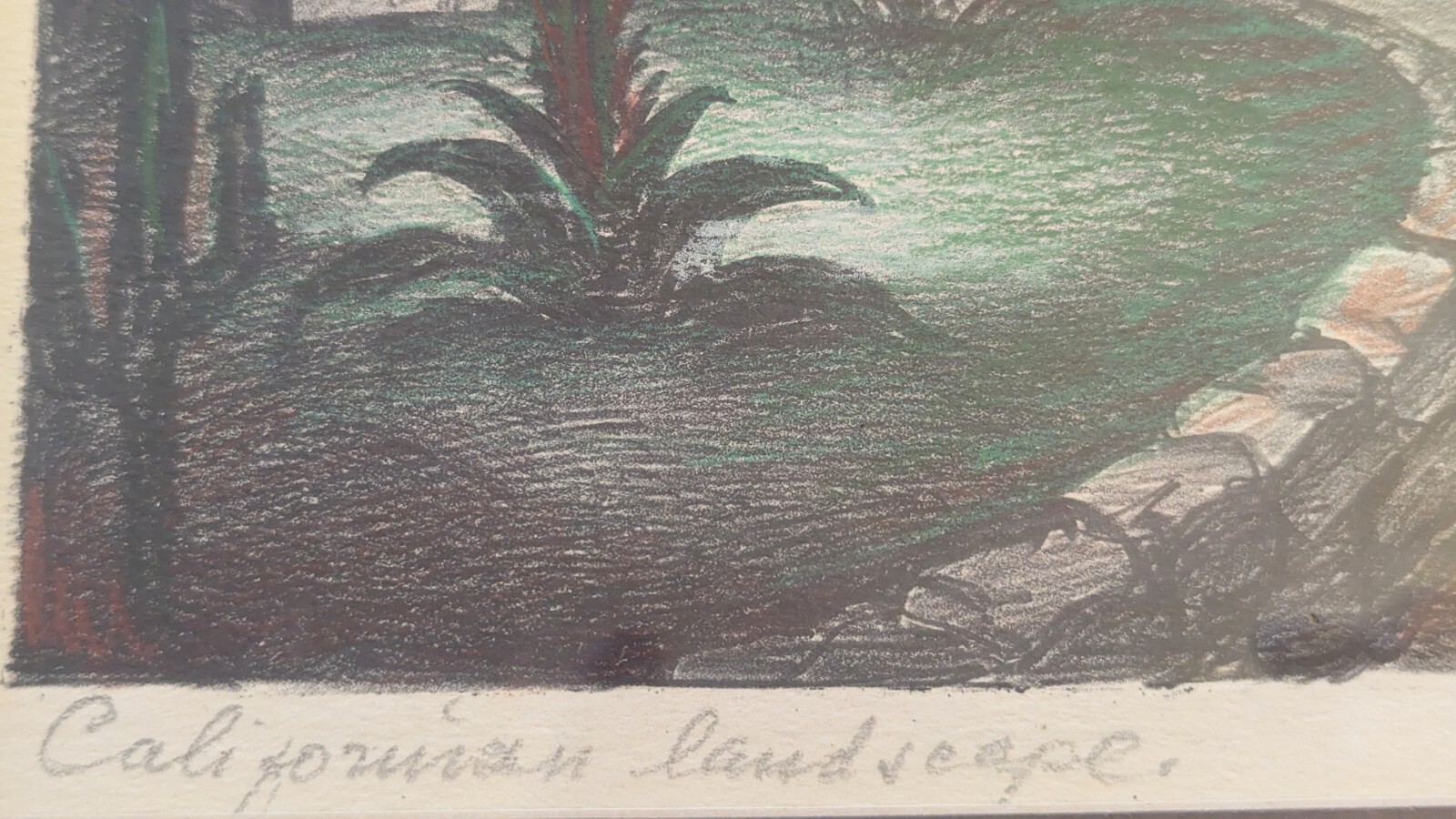 Vintage «Californian Landscape» By Saul Rabino. Signed Colored Lithograph.