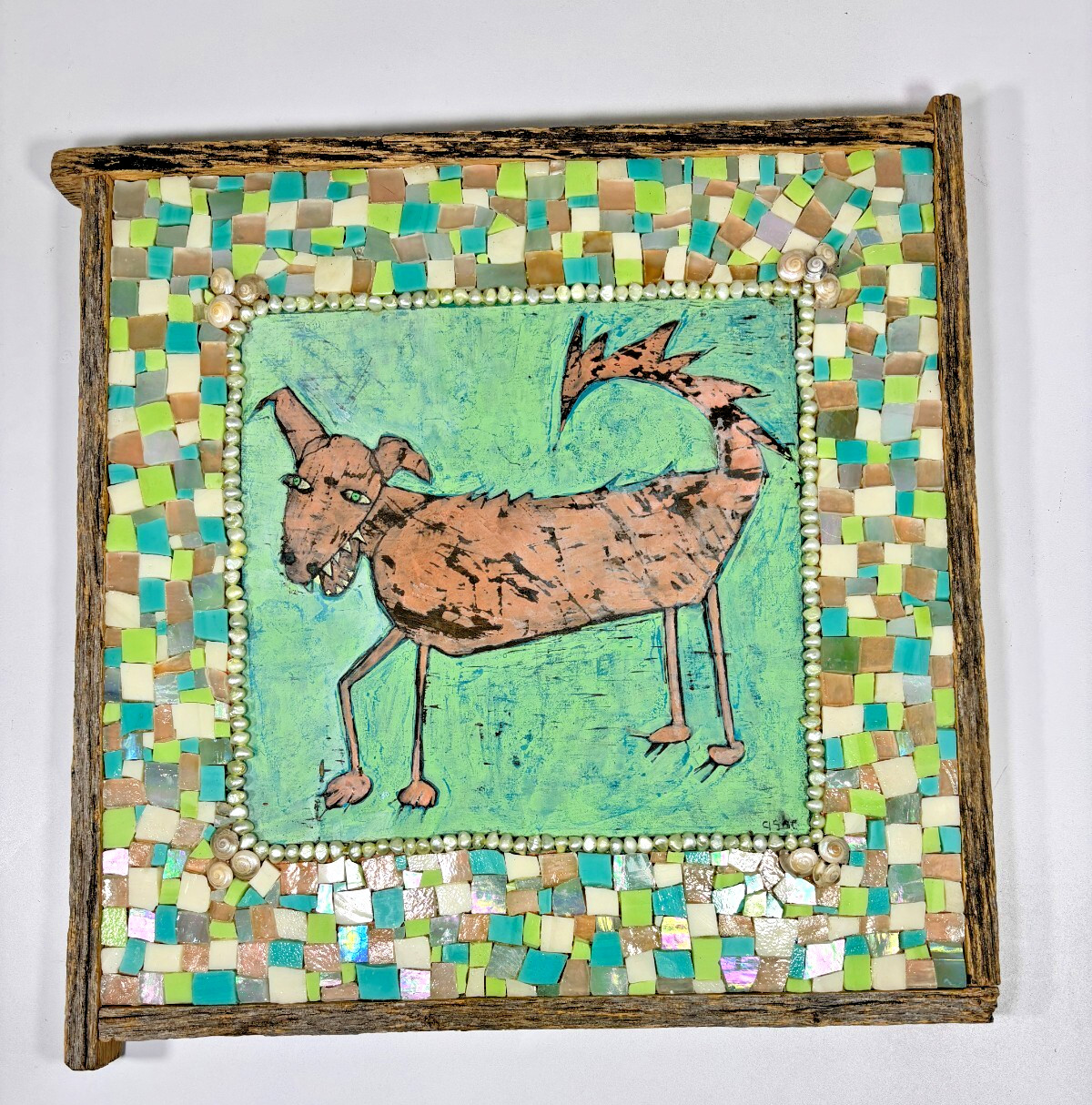 Original Mixed Media Acrylic Abstract Painting Beverley Hope Ashe «Coyote Smile»