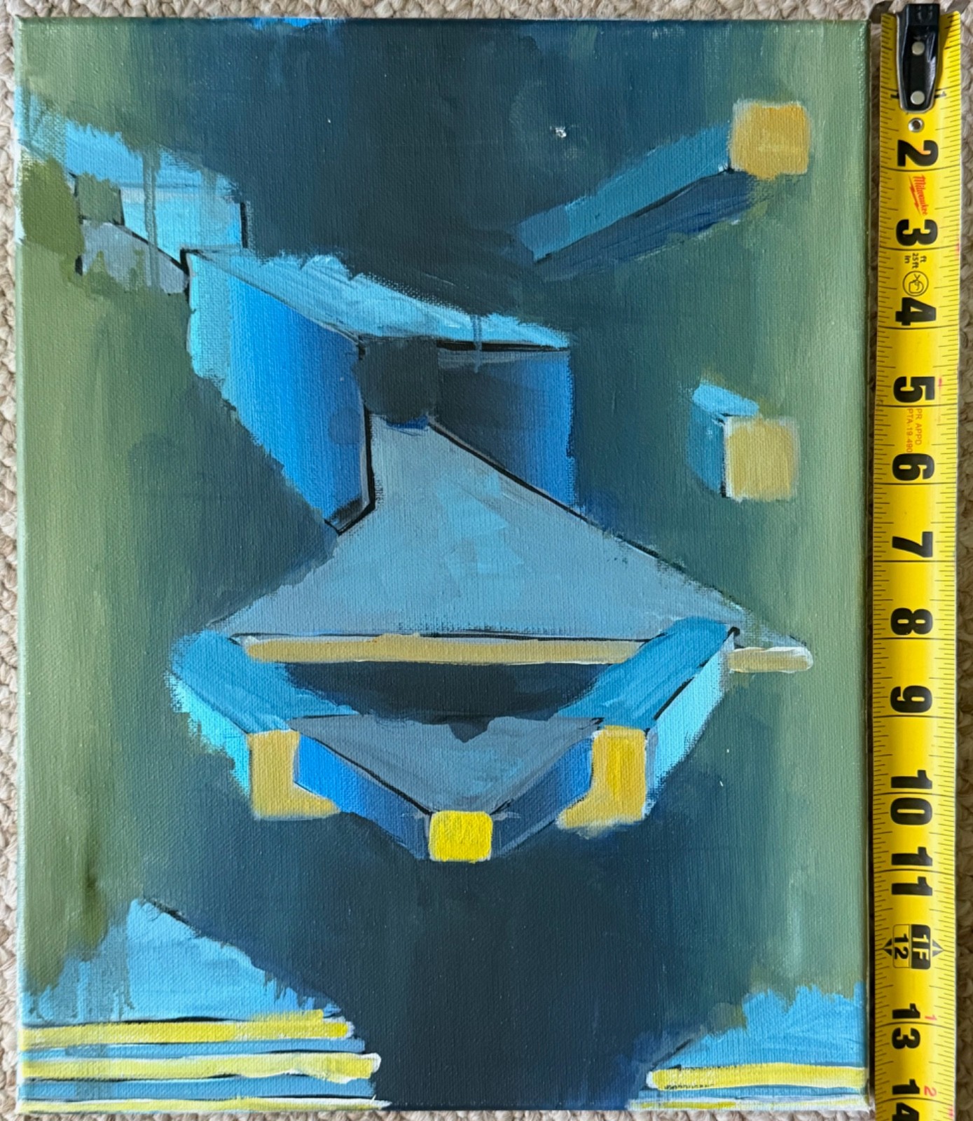 Contemporary Multi-Color Abstract Shapes Acrylic Painting Modern Art
