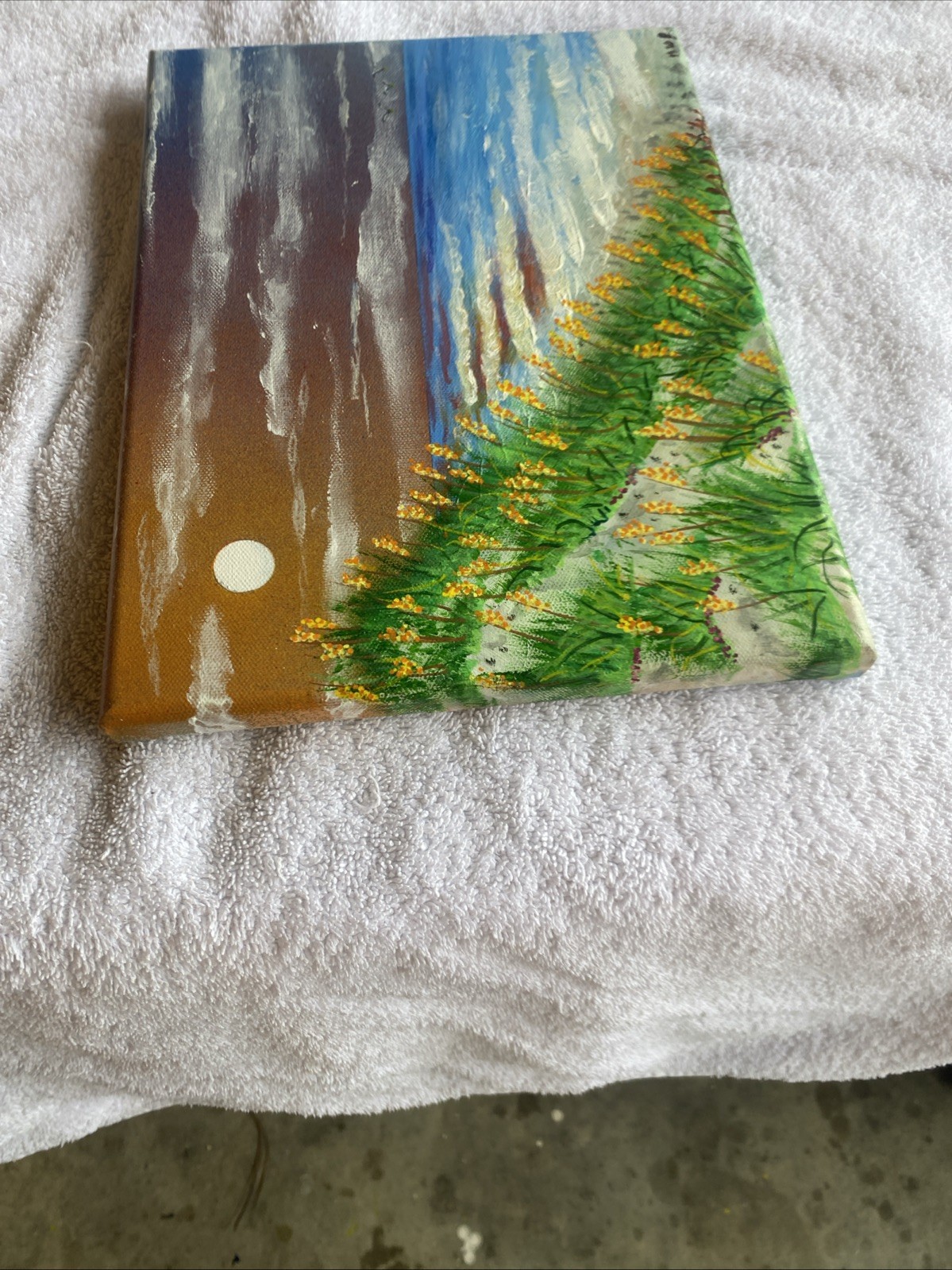 Original Primative 9×12’ Beach Painting Spray Paint & Acrylic On Canvas
