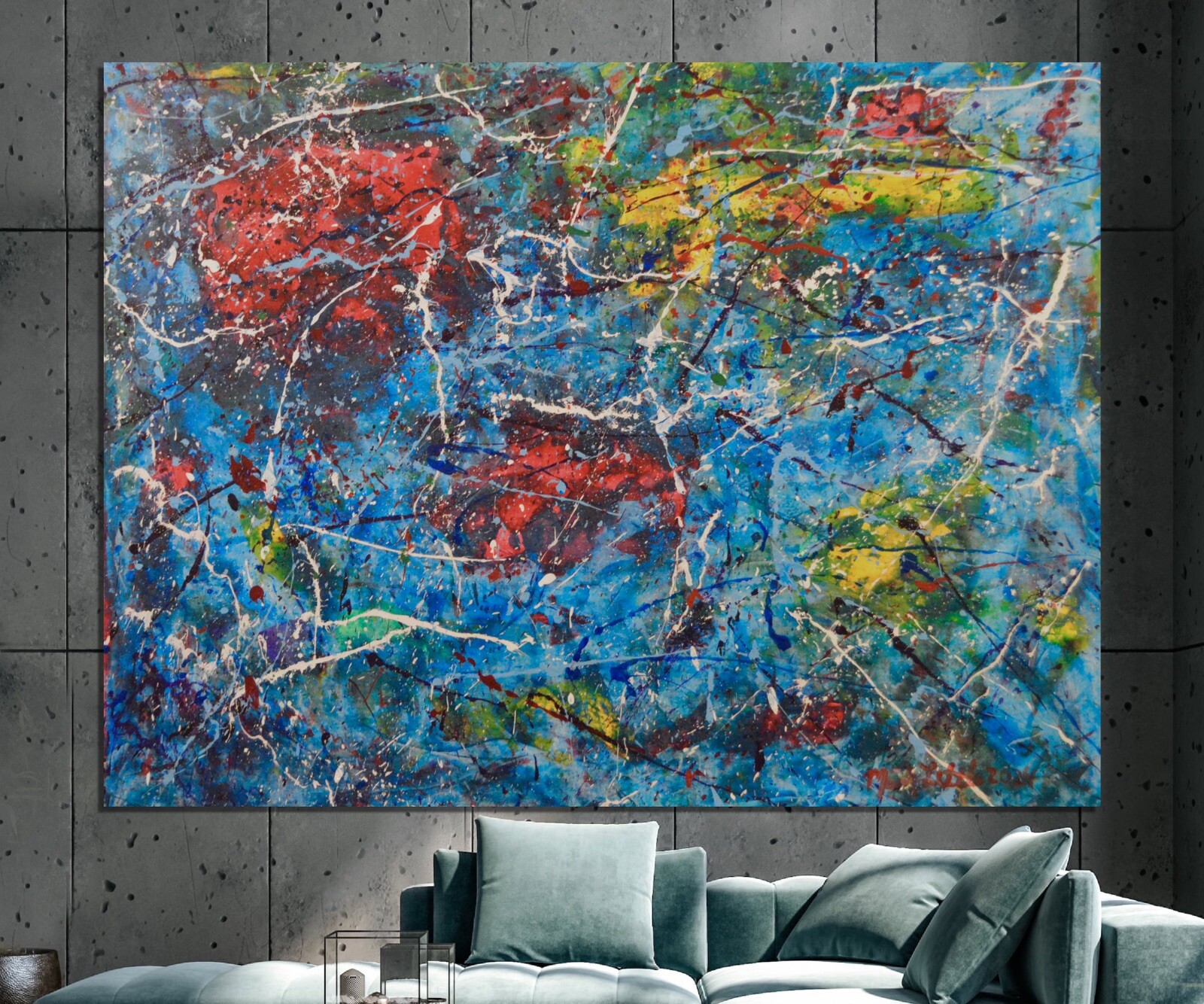 Pollock/Richter style￼ Professional Painting 81” X 62”(6ft 9in)Abstract Modern