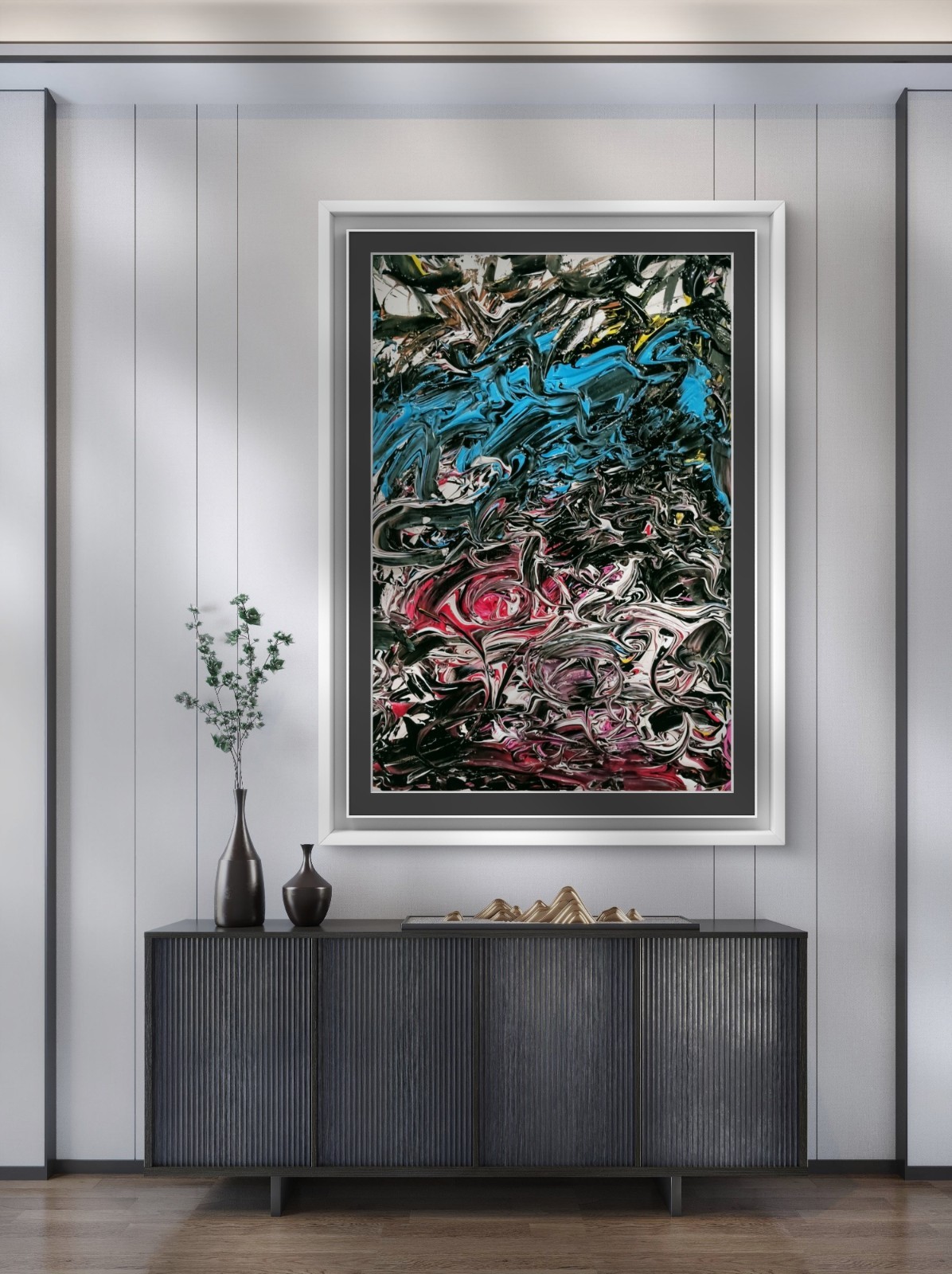Trey Coppland, The Wave Abstract Acrylic Painting, 18+24 in, 2026, Signed