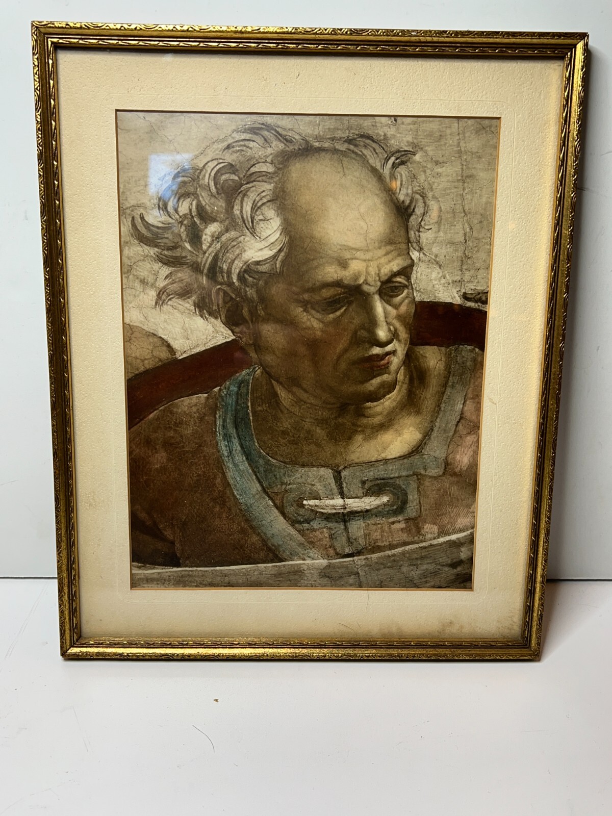 VINTAGE! THE PROPHET JOEL BY MICHELANGELO ARTIST Print in 12×10 Frame 9.5×7 Pic.