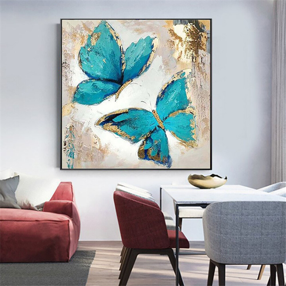 Handmade Butterfly Oil Painting On Canvas Abstract Flower Art Wall Painting