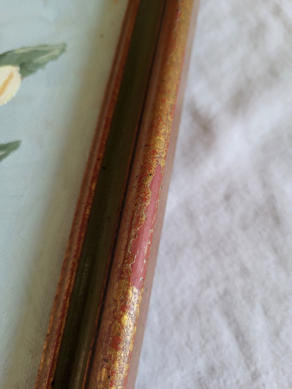 Vintage Framed Floral Painting Signed 17×10