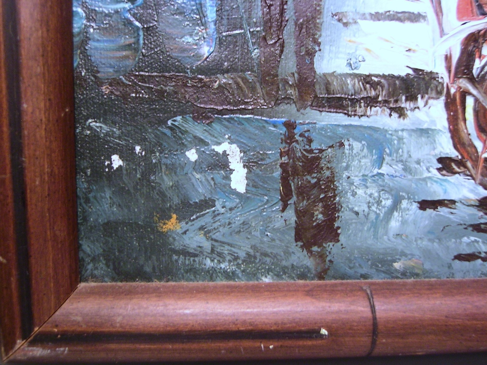 Vtg Abstract Expressionist Cityscape Oil Painting Thailand Street Market Signed