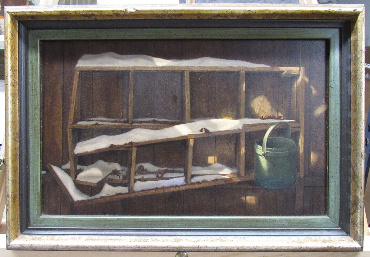 Paul Lipp Realist Still Life Ptg of Snowy Old Barn Listed Connecticut Artist