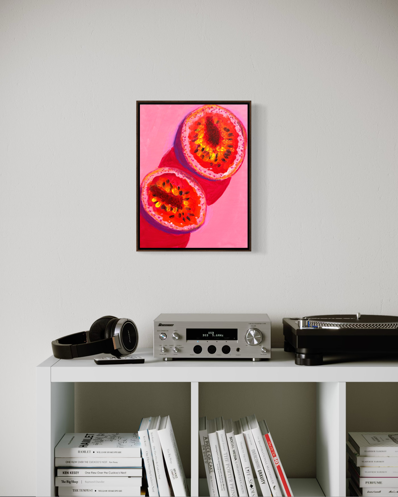 Passion Fruit 12×16 Canvas Abstract Colorful Pink Fruit Kitchen Original Art