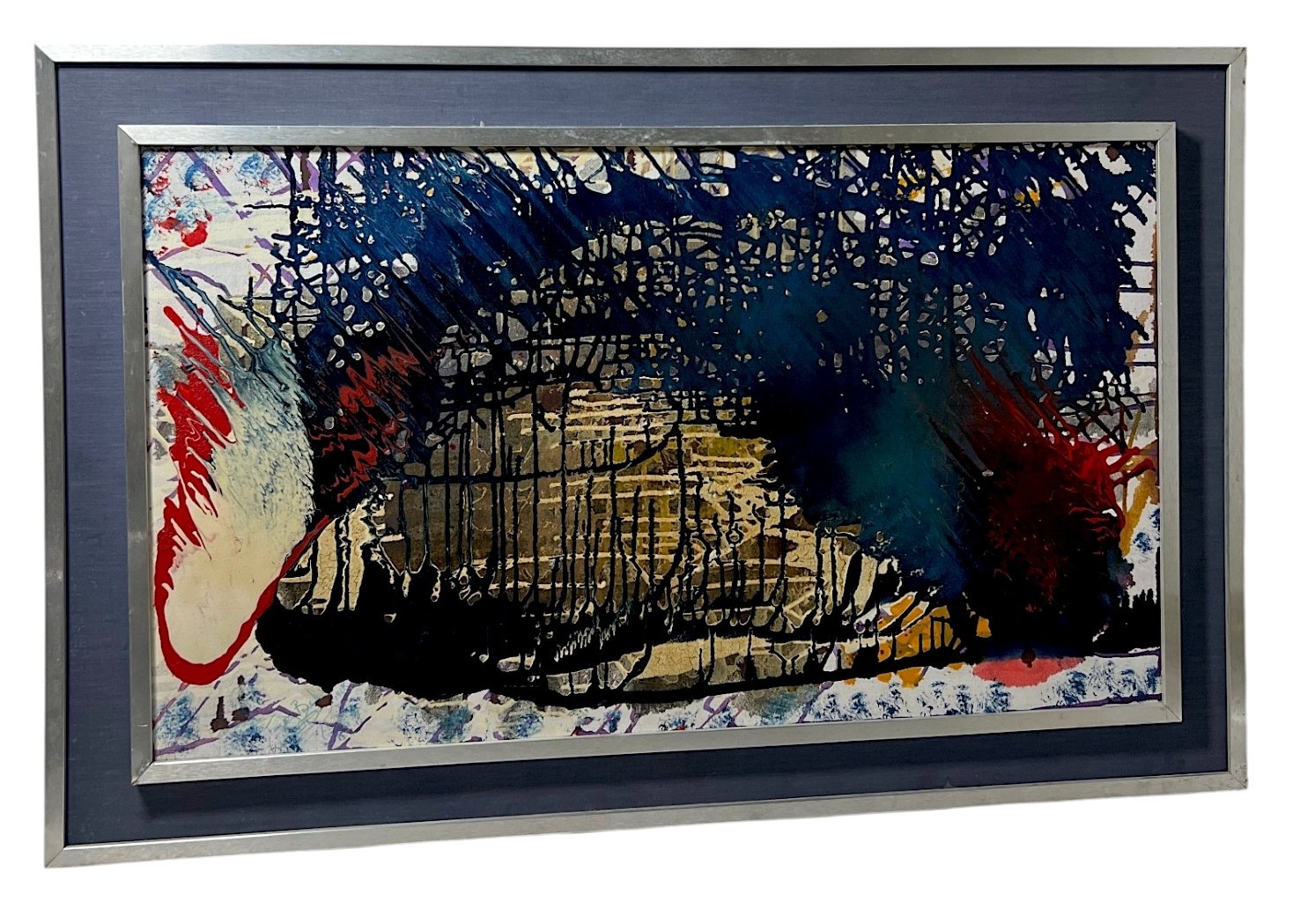 Mid Century Abstract Mixed Media Artwork on Canvas 42″ x 27.5″ in