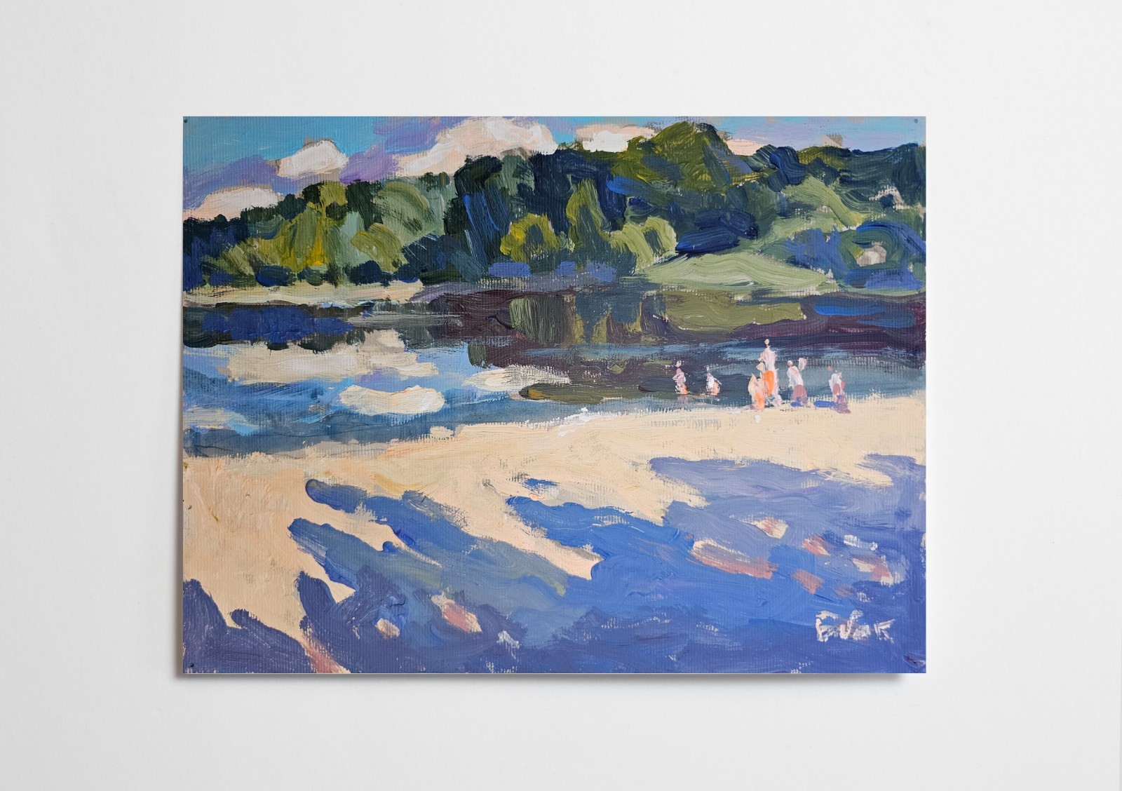 Acrylic painting Summer Ukrainian painter cardboard Unframed original landscape