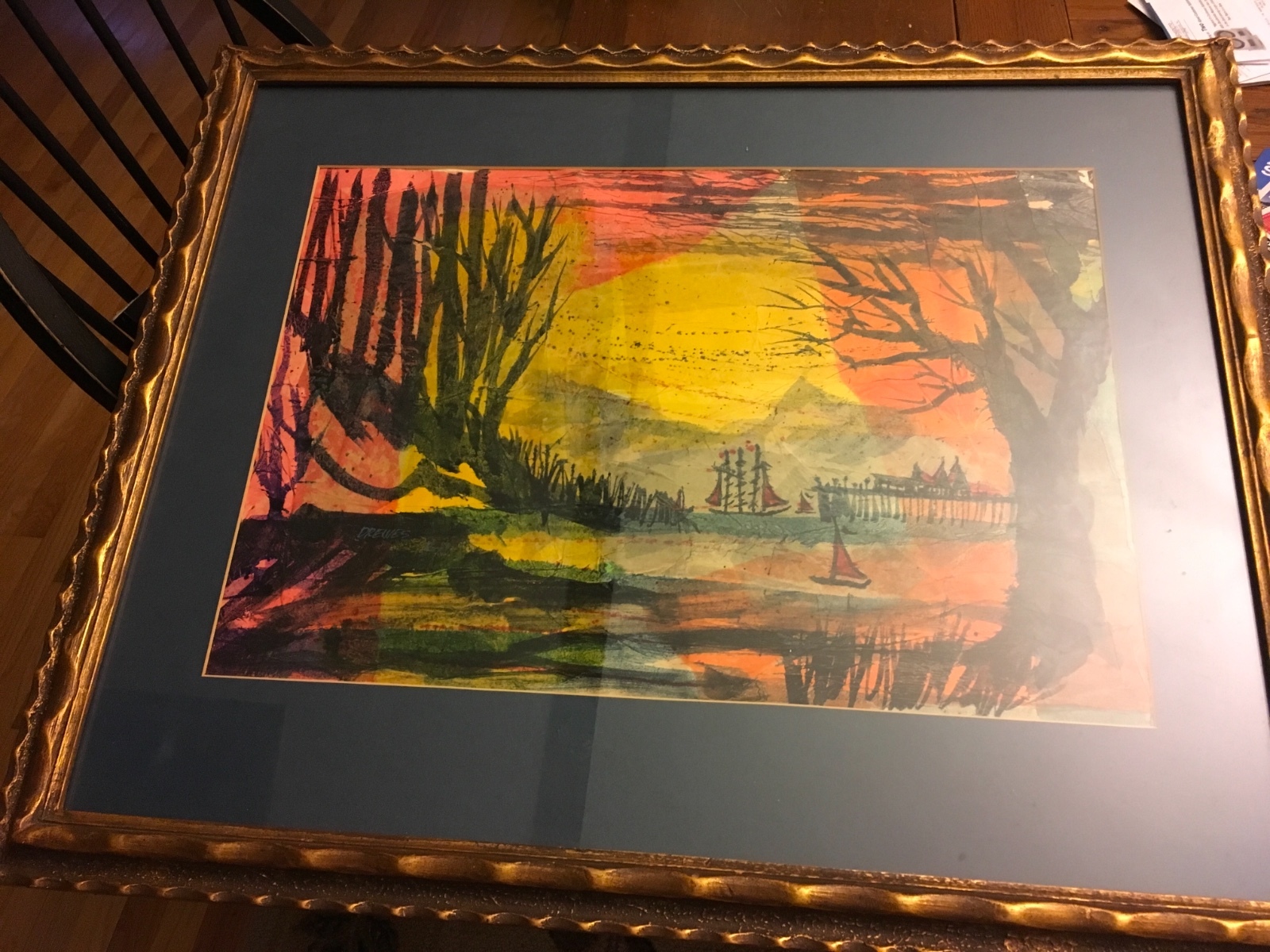 WERNER DREWES (1899-1985) Signed Original Watercolor 27×33 Sailboats