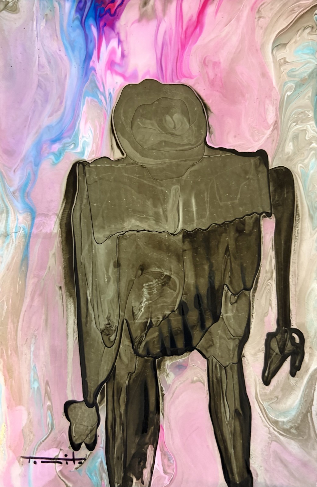 Jose Tonito Painting.Original art.FIGURE.Organic realism.Small Mystical figure