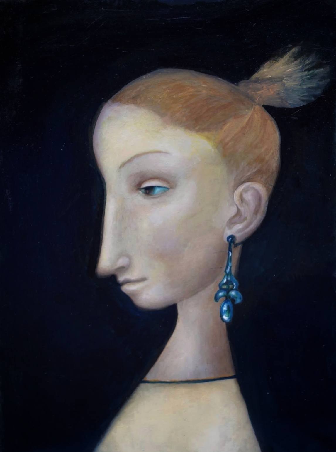 GIRL WITH AN EARRING. Original 2026. Oil on cardboard.