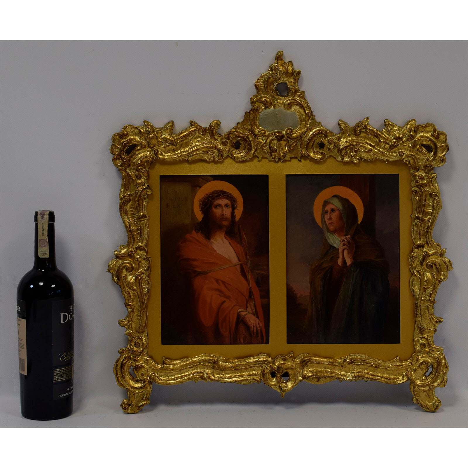 Ca.1900 R.Uhlmann, Old oil painting Jesus and Mary 20,3×20,1 in